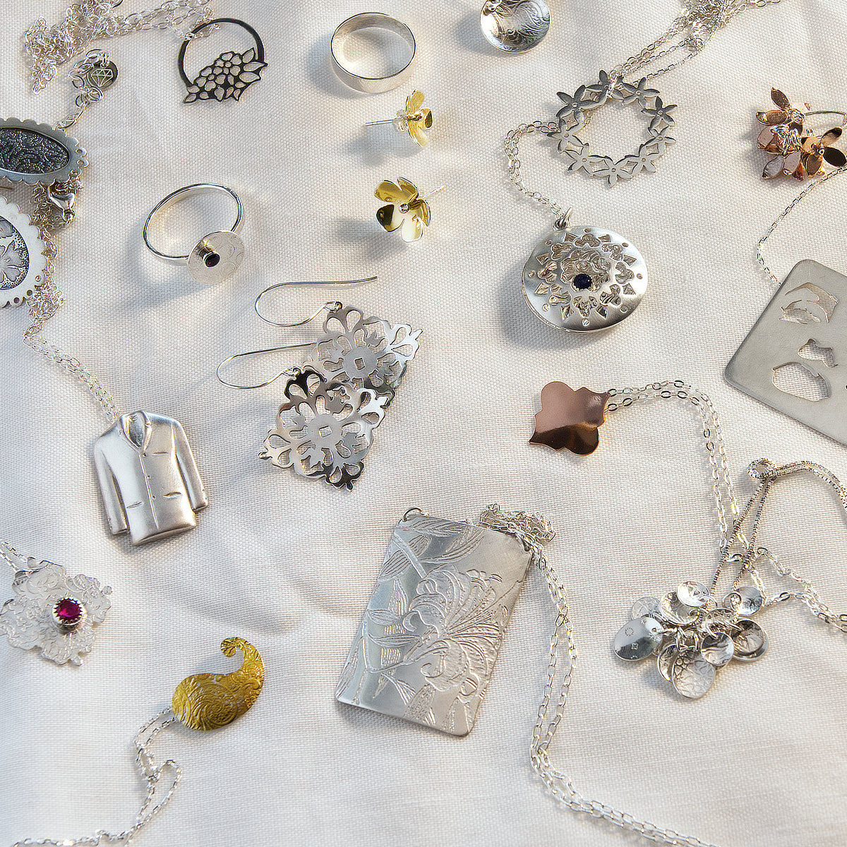 Victorian Handmade Sterling Silver Charm Bracelet