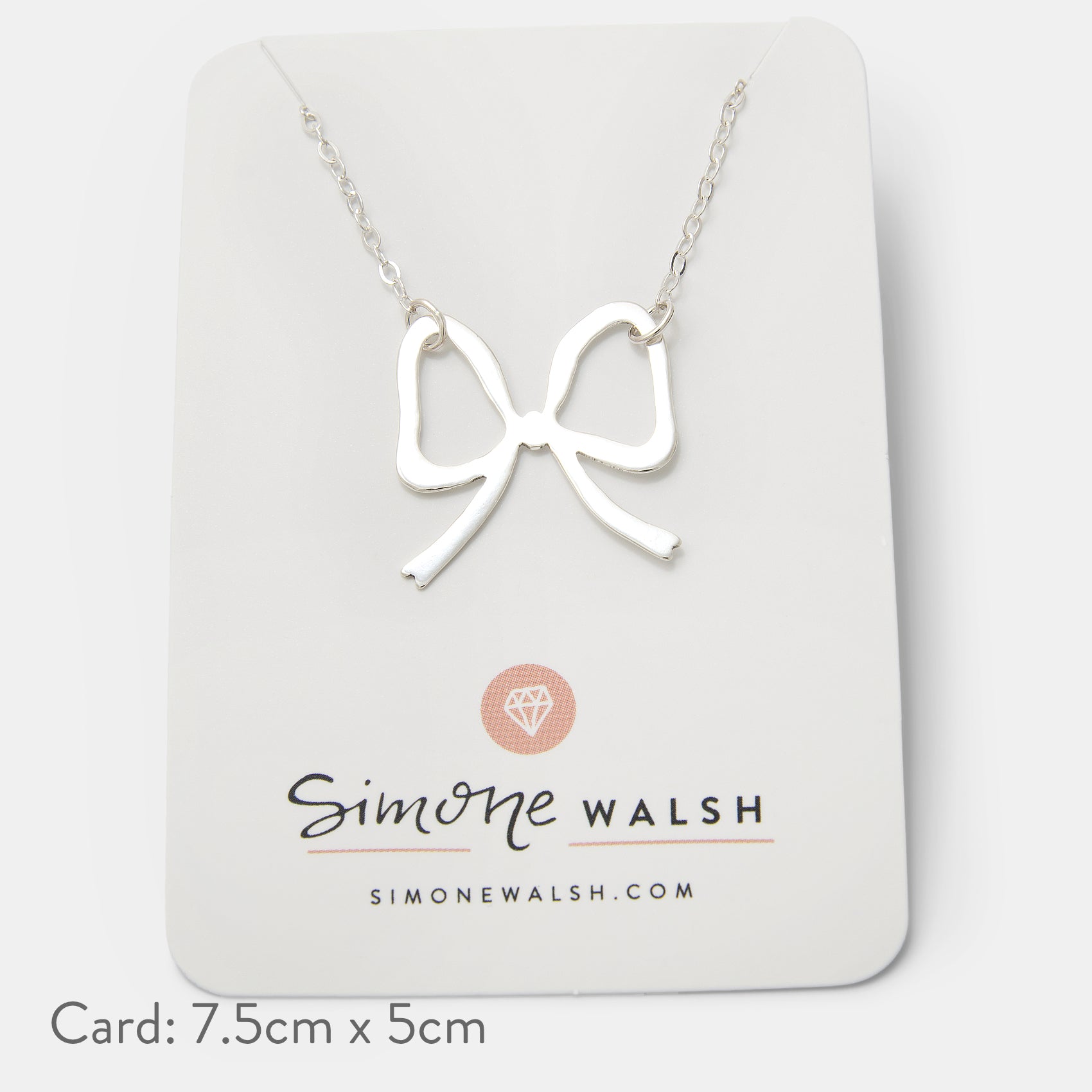 Ribbon Bow Sterling Silver Pendant Necklace