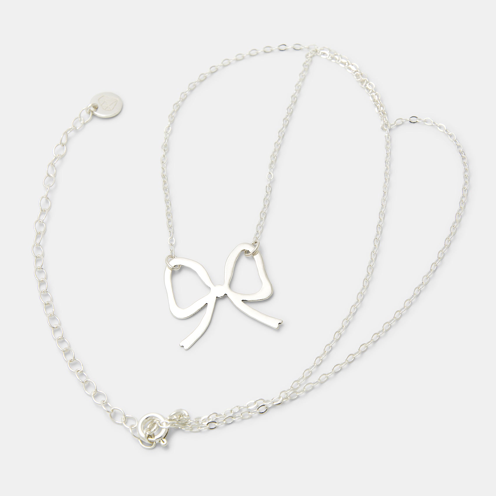 Ribbon Bow Sterling Silver Pendant Necklace