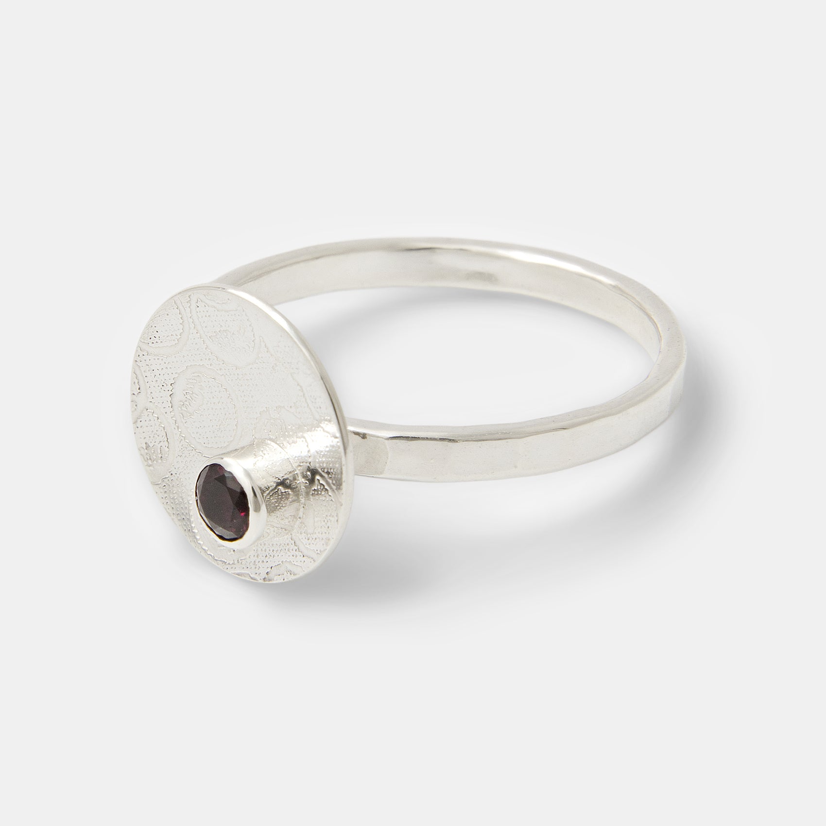 Circles Sterling Silver Cocktail Ring with Rose Garnet