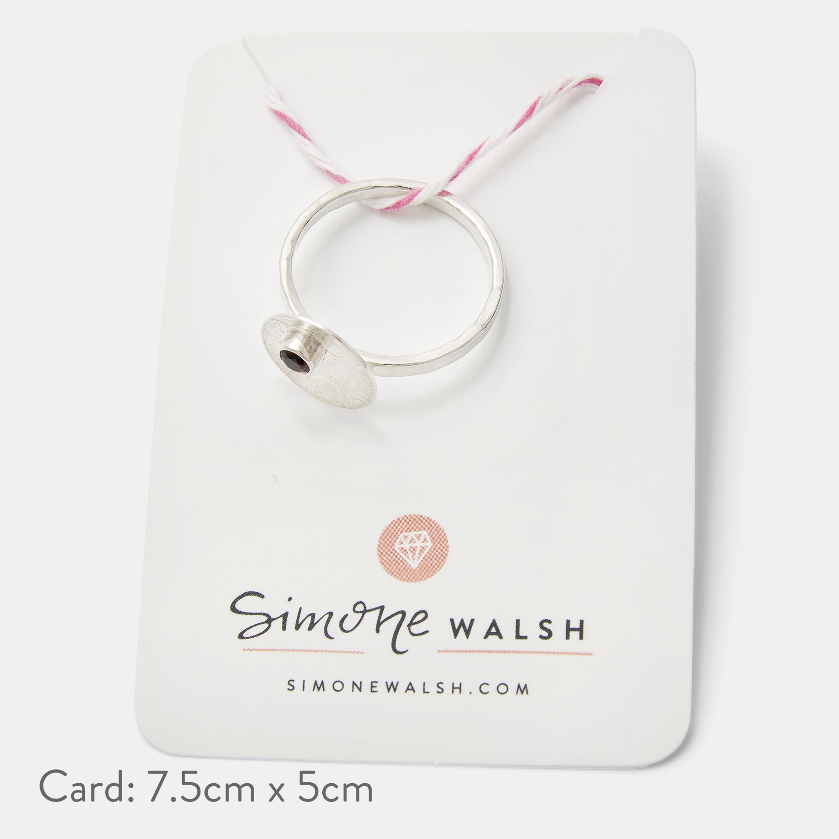 Circles Sterling Silver Cocktail Ring with Rose Garnet - Simone Walsh Jewellery Australia