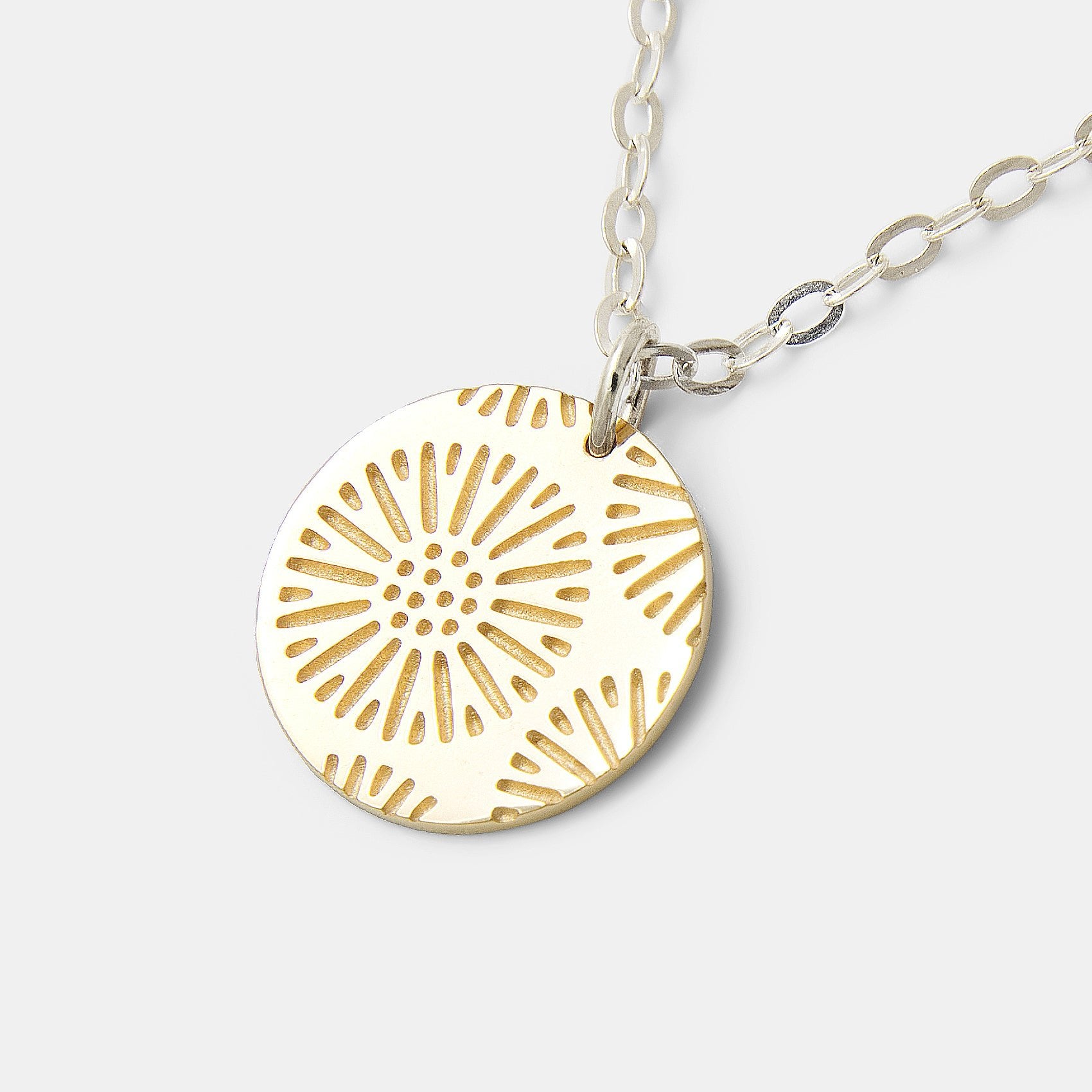 Coral Texture Gold Pendant on Silver Chain Necklace - Simone Walsh Jewellery Australia