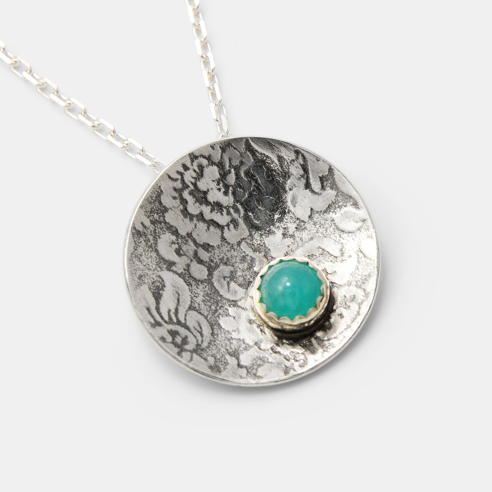 Damask Silver & Gold Amazonite Pendant Necklace - Simone Walsh Jewellery Australia