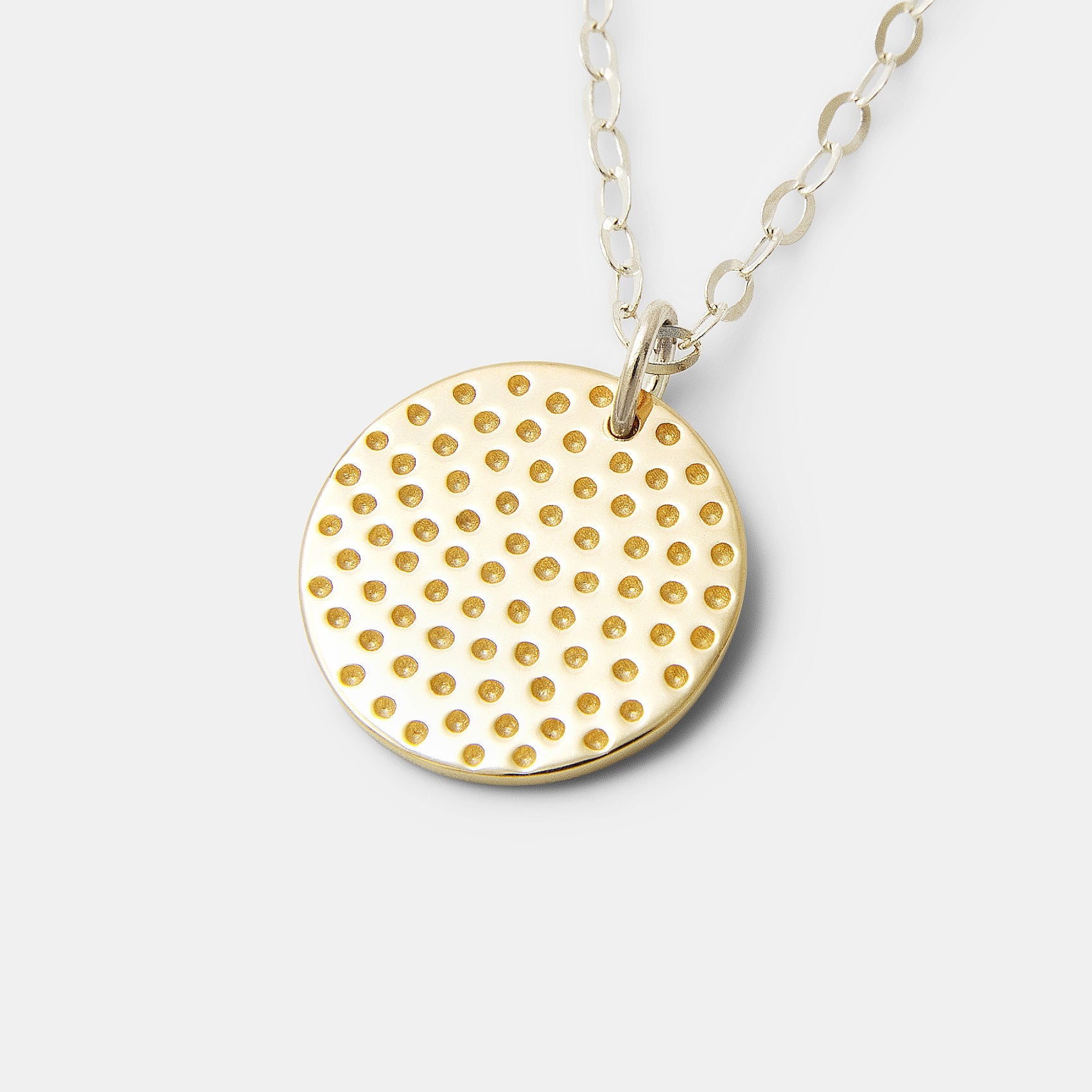Dots Texture Gold Pendant Necklace on Silver Chain - Simone Walsh Jewellery Australia