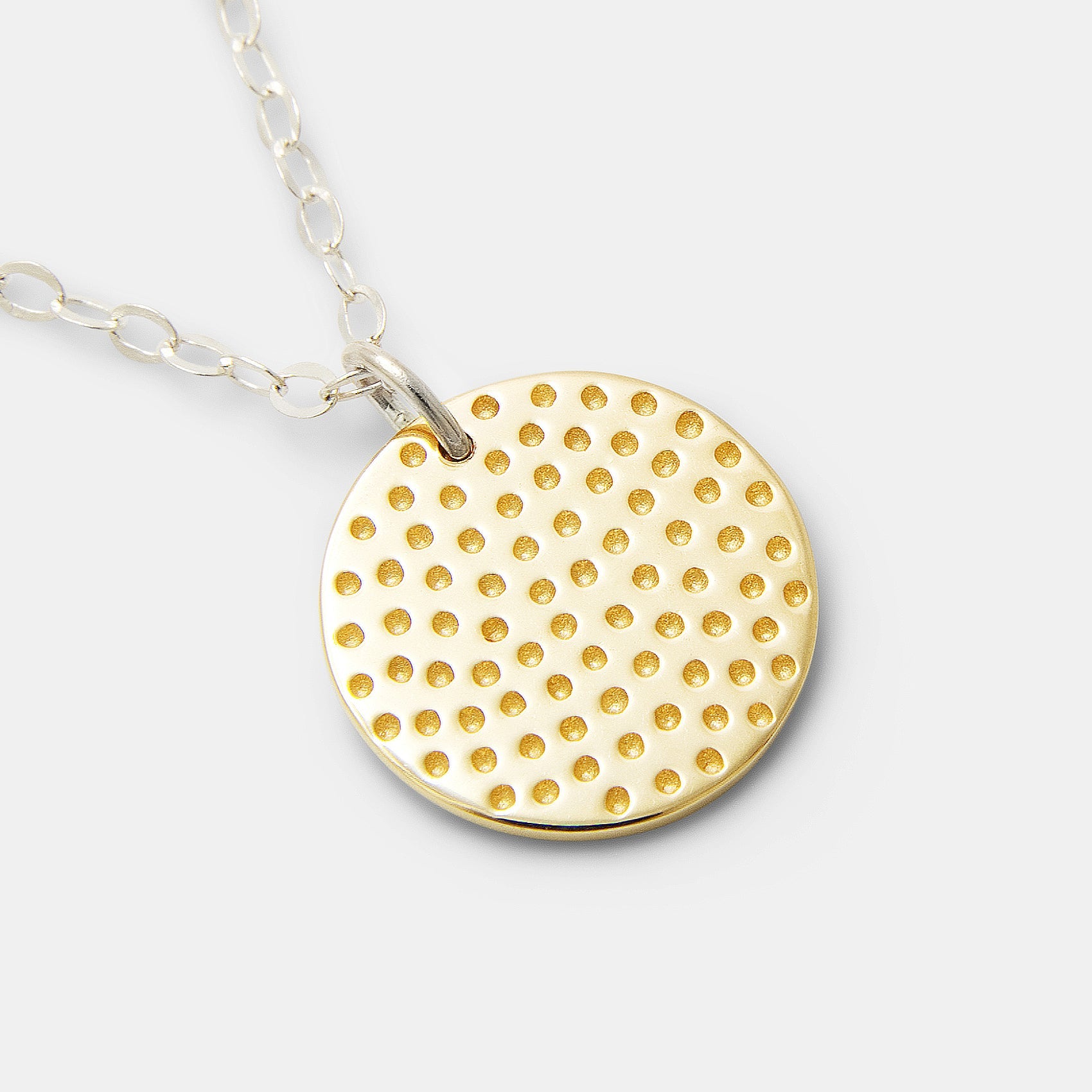 Dots Texture Gold Pendant Necklace on Silver Chain - Simone Walsh Jewellery Australia