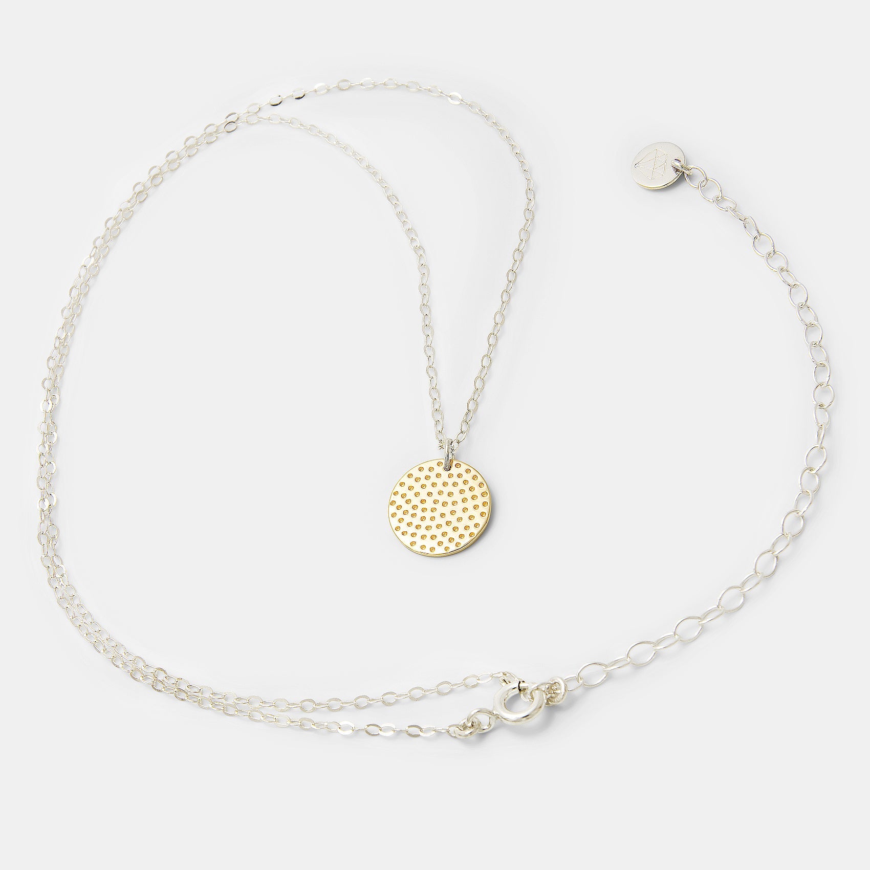 Dots Texture Gold Pendant Necklace on Silver Chain - Simone Walsh Jewellery Australia