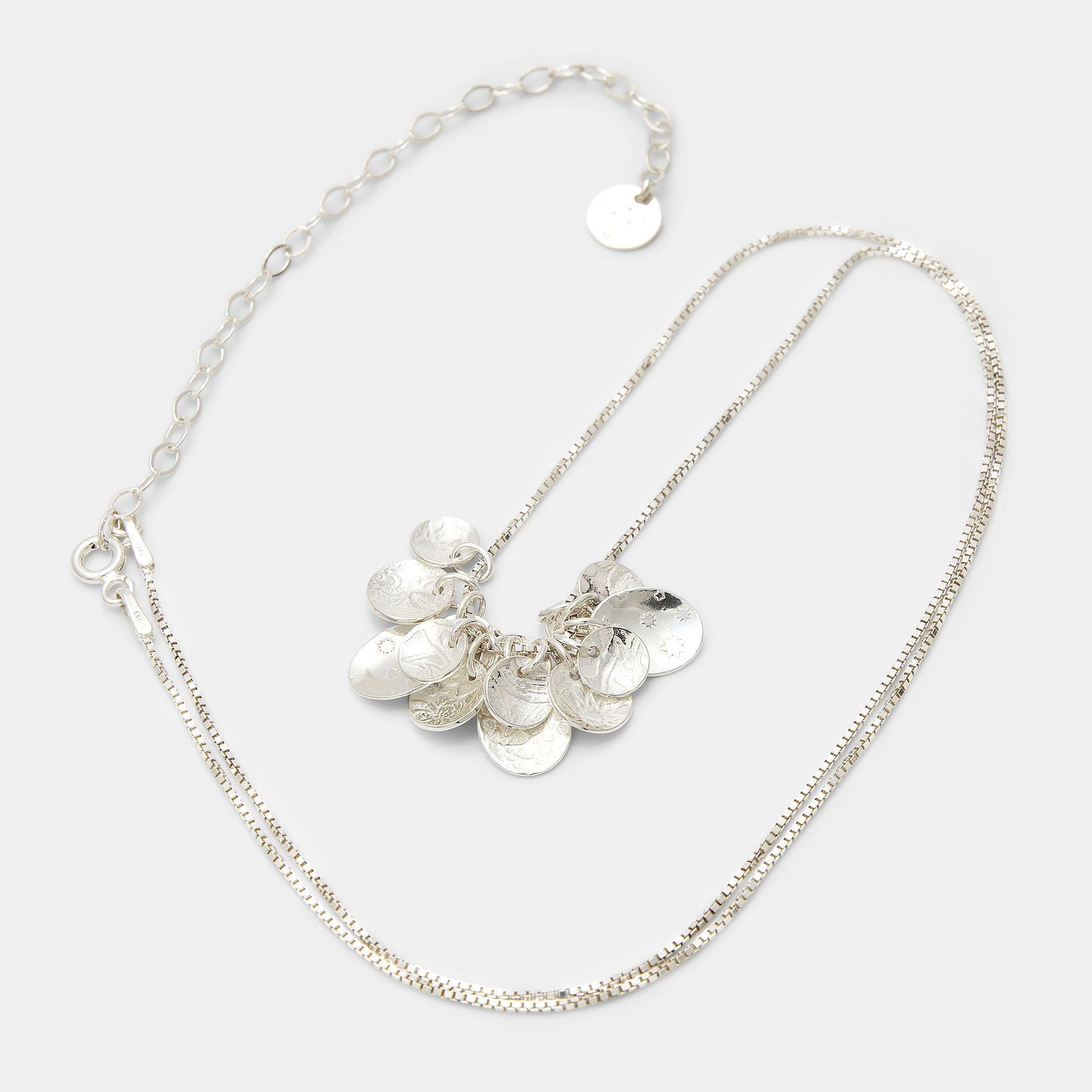 Etched Sterling Silver Cluster Pendant Necklace - Simone Walsh Jewellery Australia