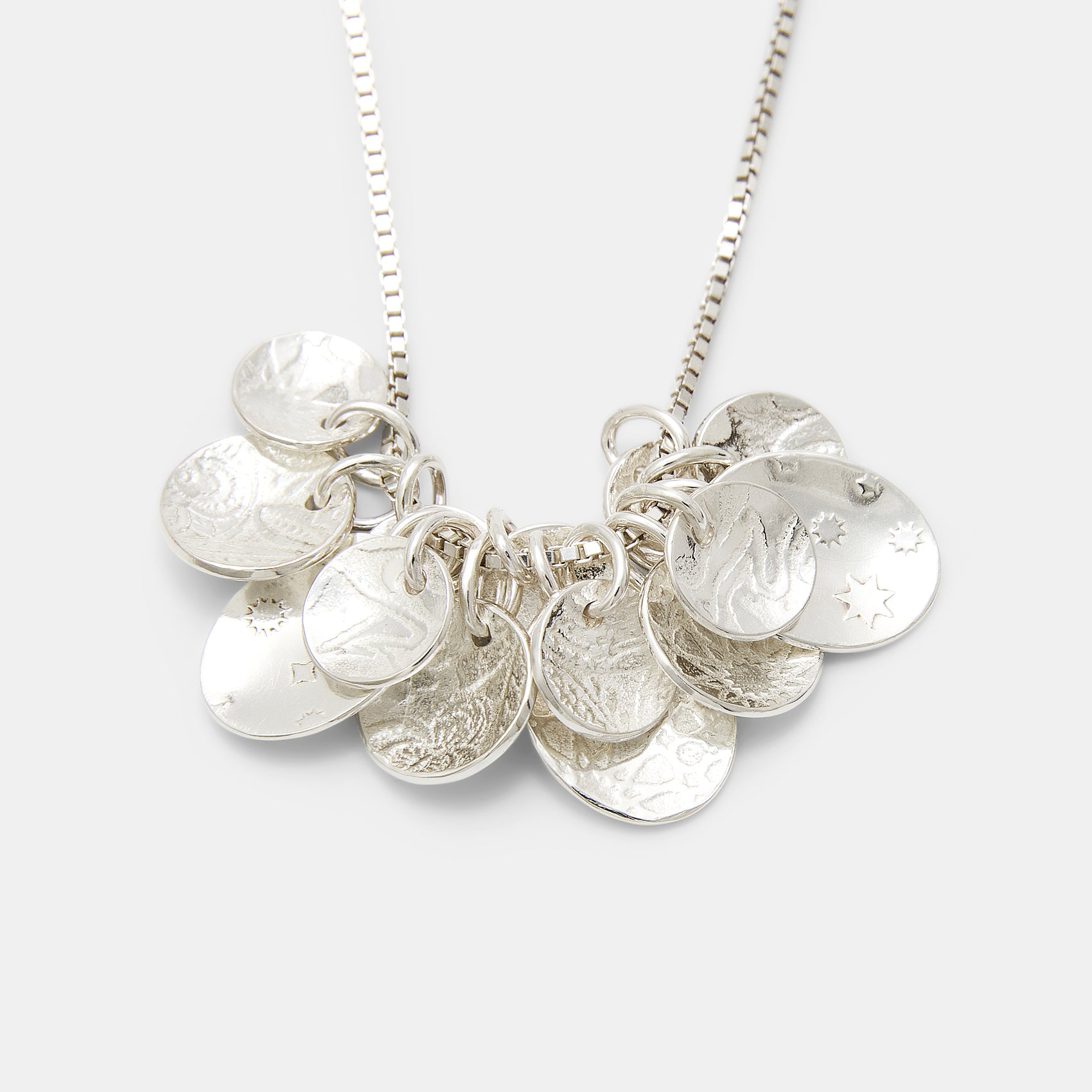 Etched Sterling Silver Cluster Pendant Necklace - Simone Walsh Jewellery Australia