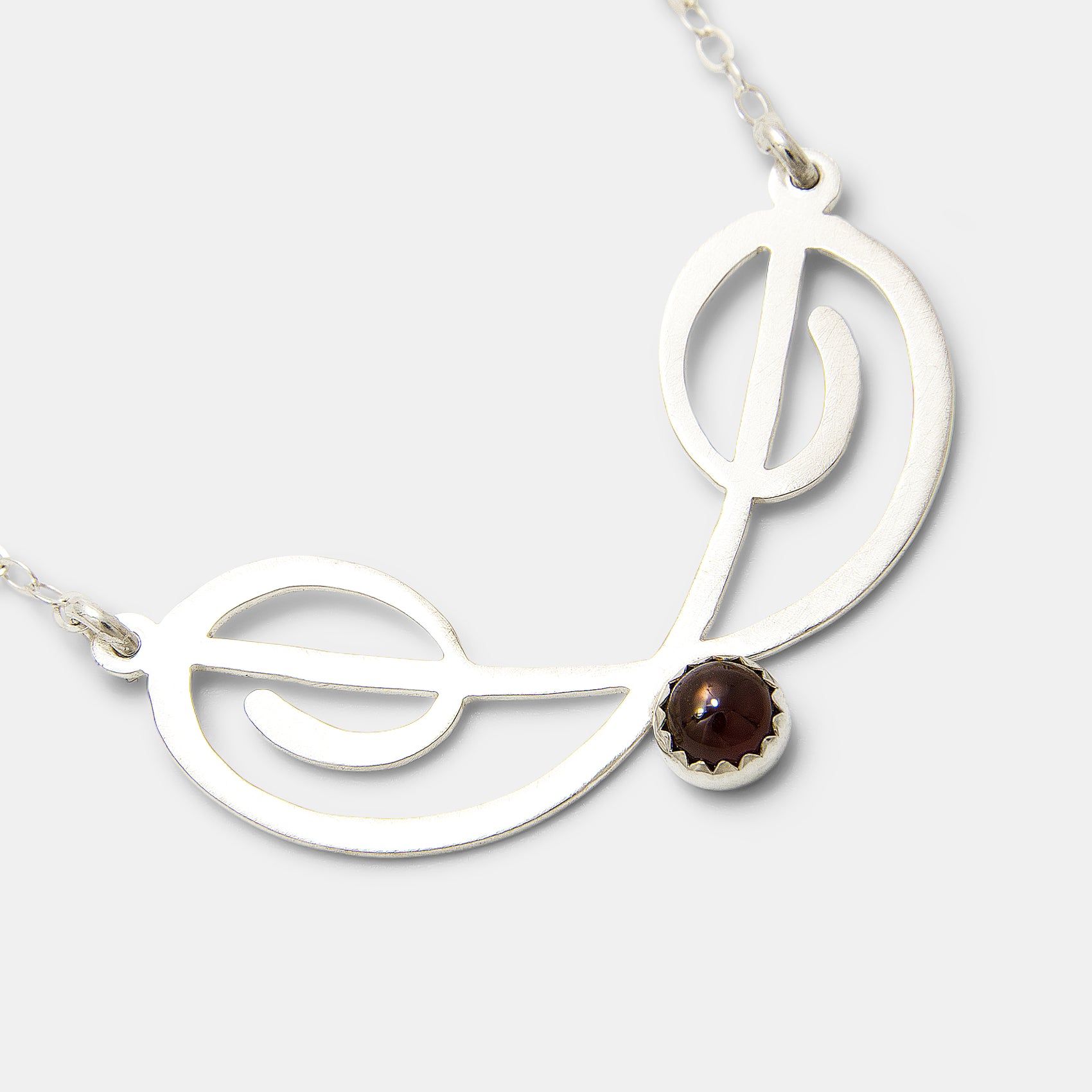 Flourish Sterling Silver Pendant Necklace with Garnet
