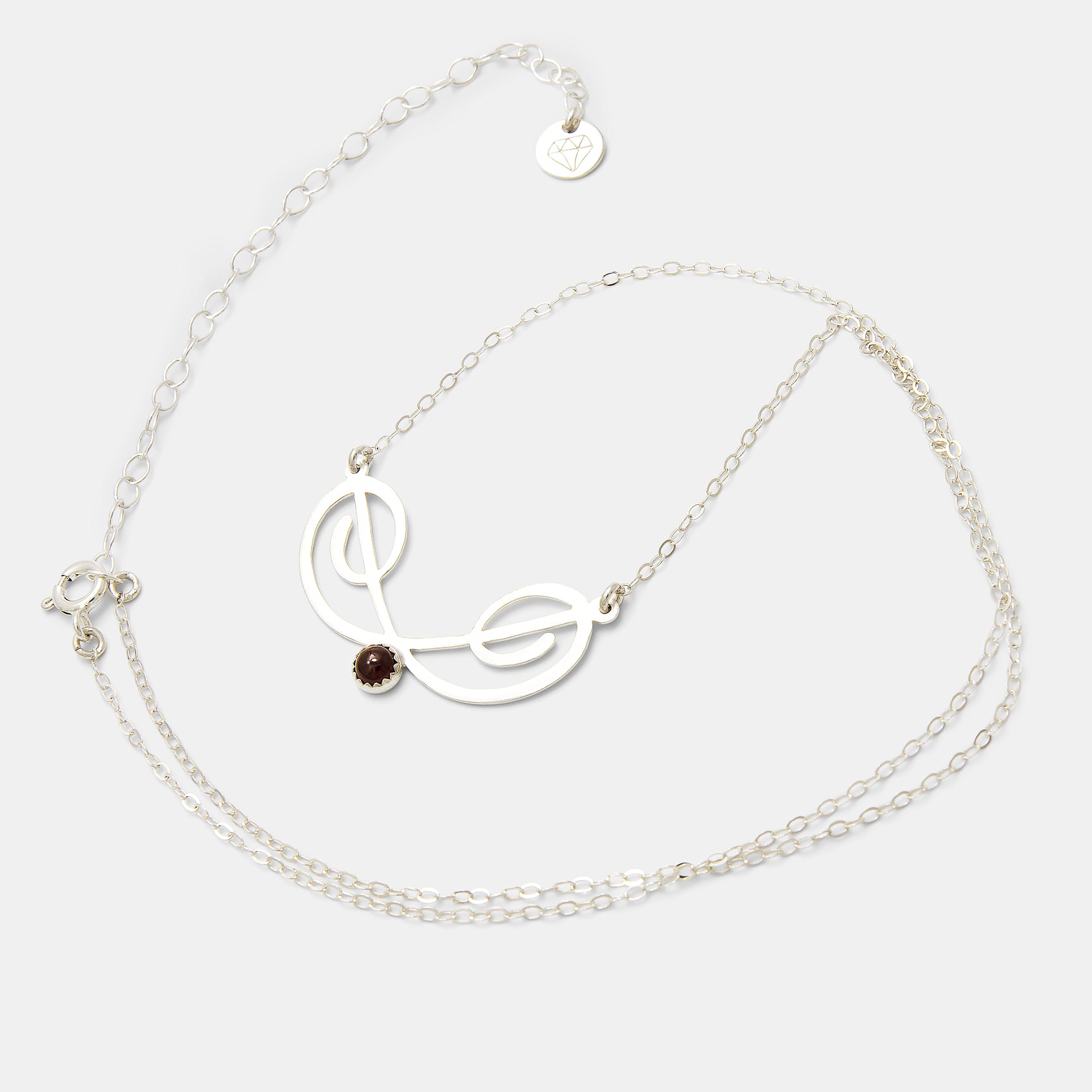 Flourish Sterling Silver Pendant Necklace with Garnet
