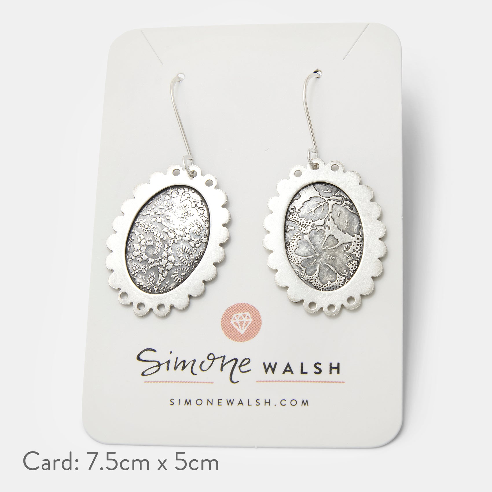 Framed Floral Silver Statement Dangle Earrings