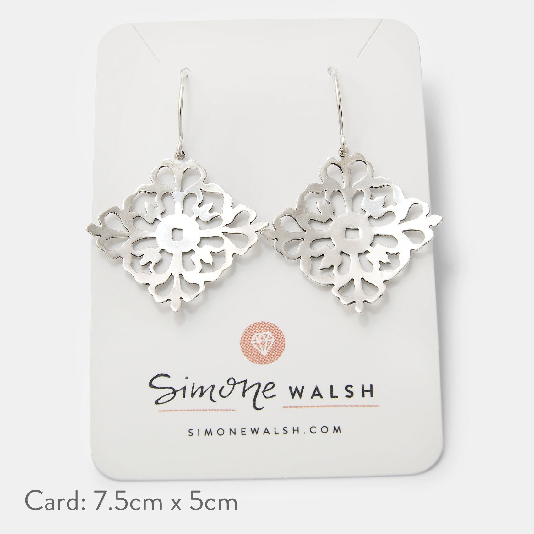 Fretwork Squares Sterling Silver Dangle Earrings - Simone Walsh Jewellery Australia