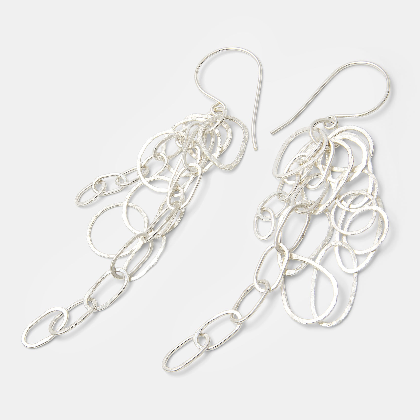 Handmade Silver Chain Statement Dangle Earrings - Simone Walsh Jewellery Australia