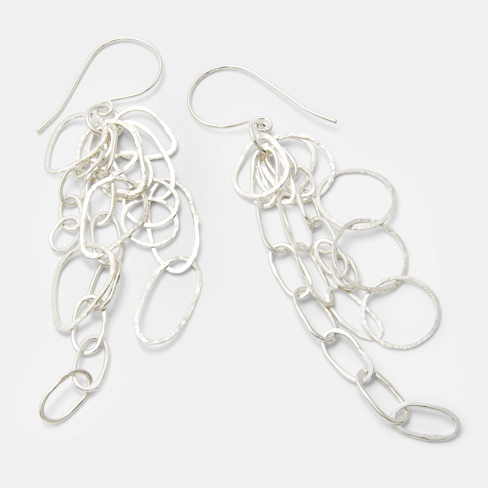 Handmade Silver Chain Statement Dangle Earrings - Simone Walsh Jewellery Australia