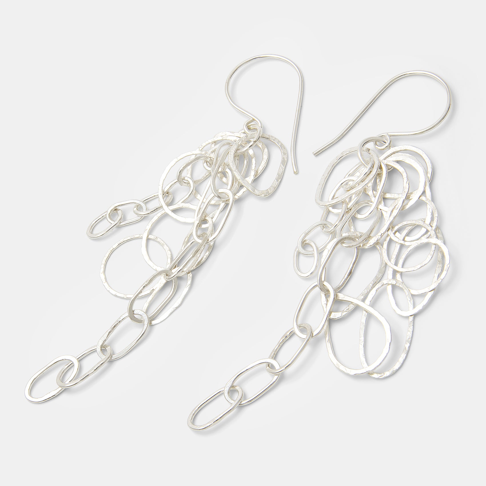 Handmade Silver Chain Statement Dangle Earrings