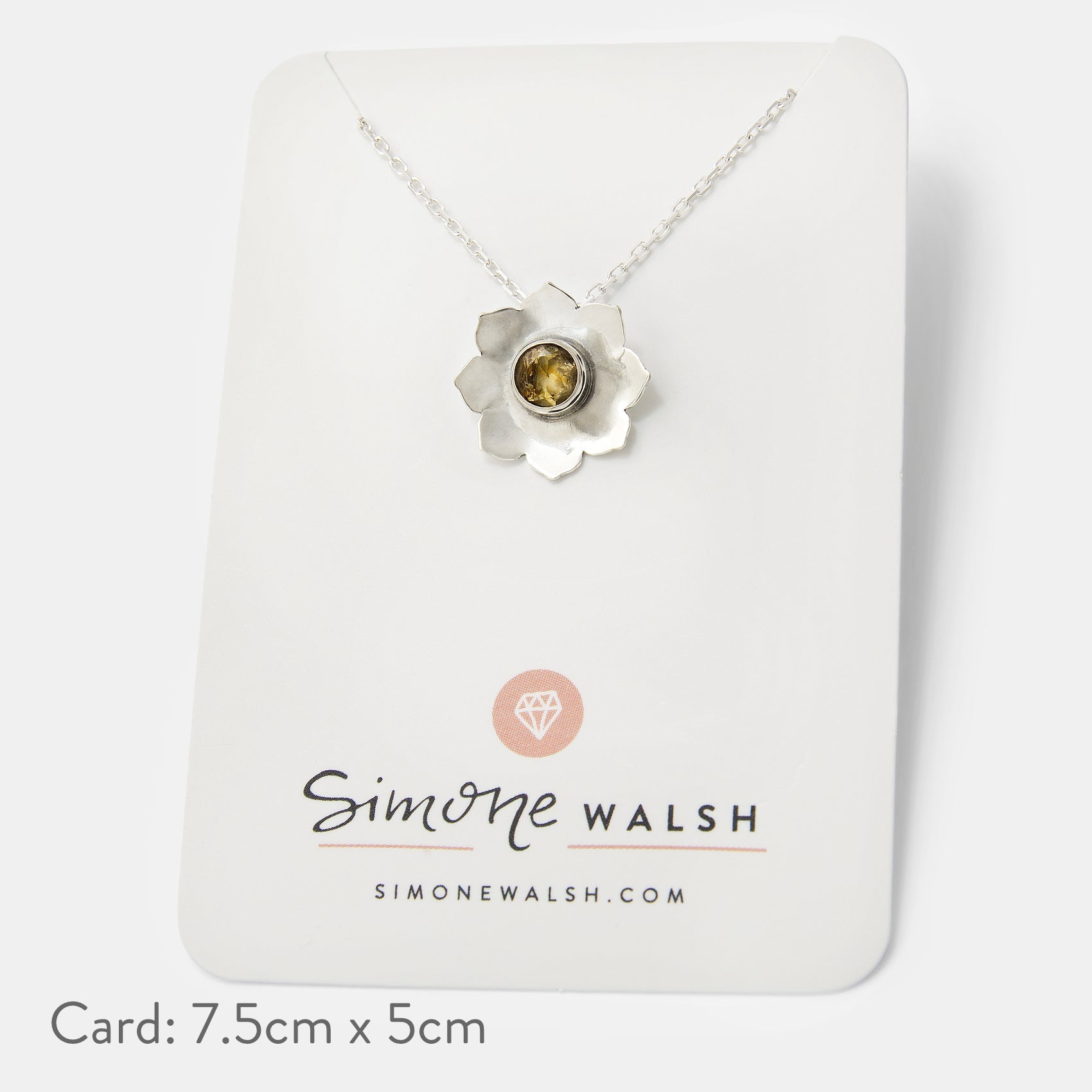 Mandala Flower Silver Pendant Necklace with Citrine - Simone Walsh Jewellery Australia