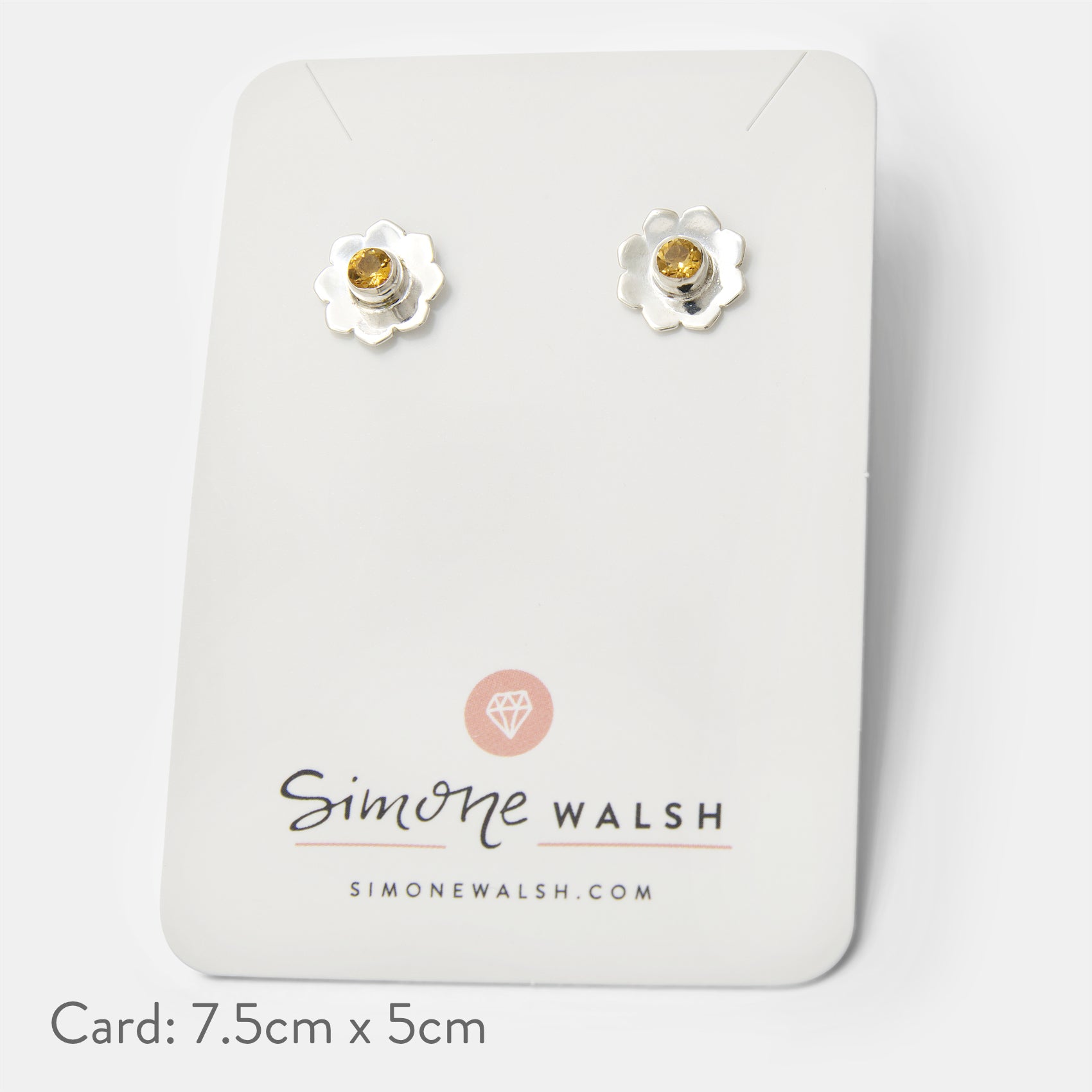 Mandala Flower Silver Stud Earrings with Golden Topaz