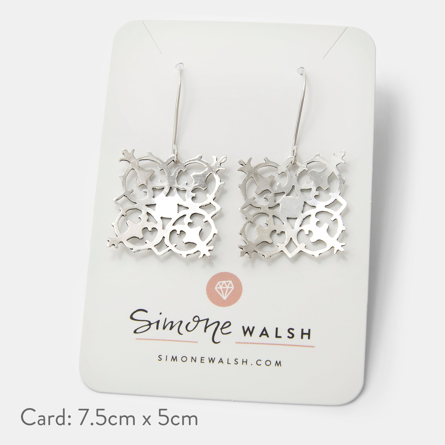 Fretwork Fine Squares Silver Dangle Earrings