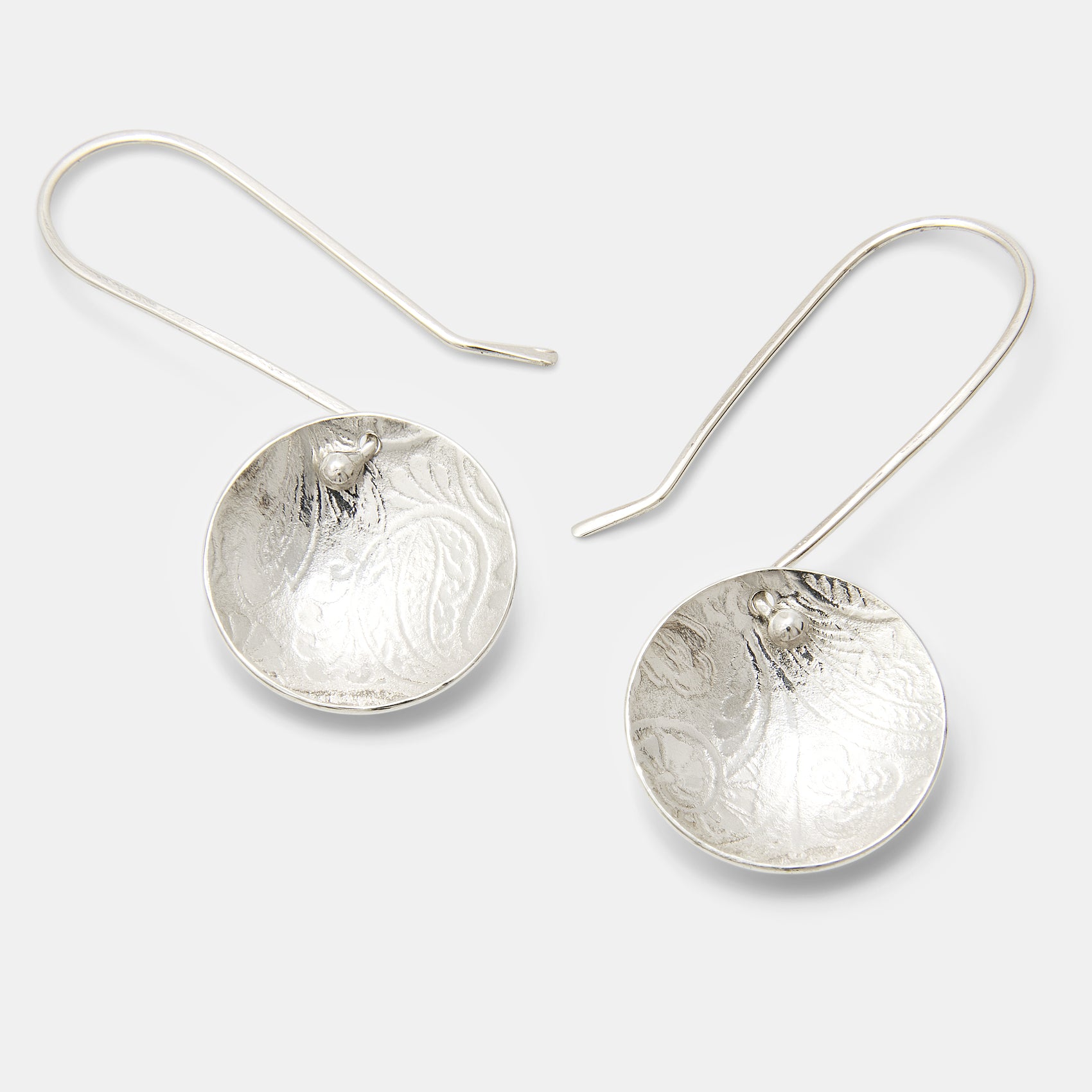 Paisley Dish Sterling Silver Drop Earrings