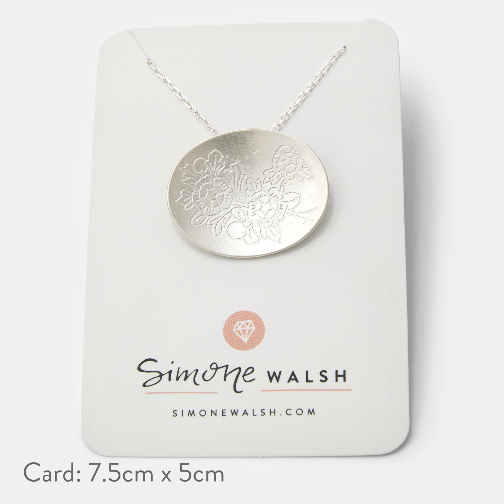 Rose Bouquet Etched Sterling Silver Pendant Necklace - Simone Walsh Jewellery Australia