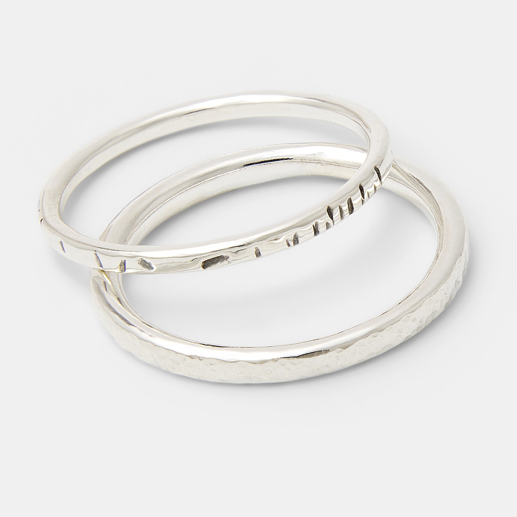 Textured Sterling Silver Stacking Rings Set - Simone Walsh Jewellery Australia