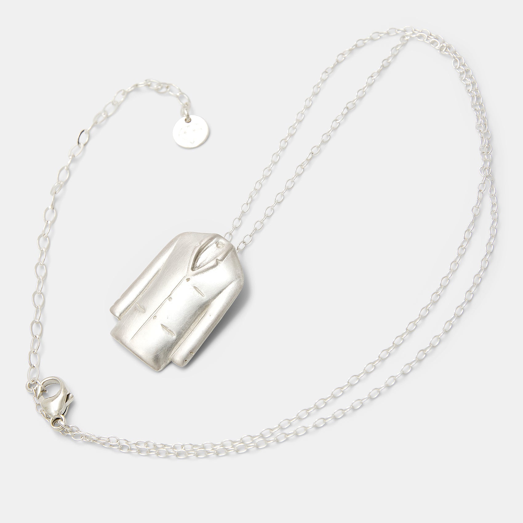 Three Button Jacket Sterling Silver Pendant Necklace - Simone Walsh Jewellery Australia