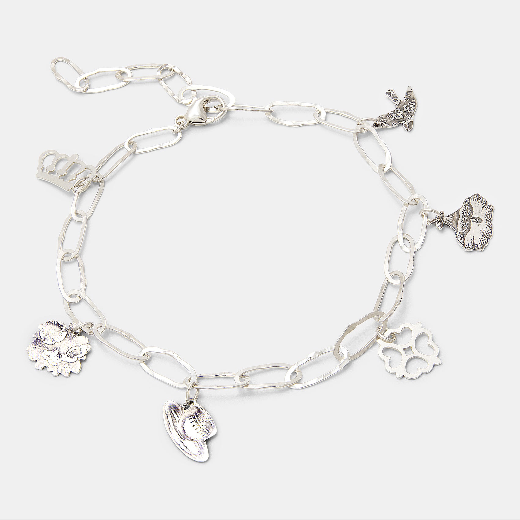 Victorian Handmade Sterling Silver Charm Bracelet