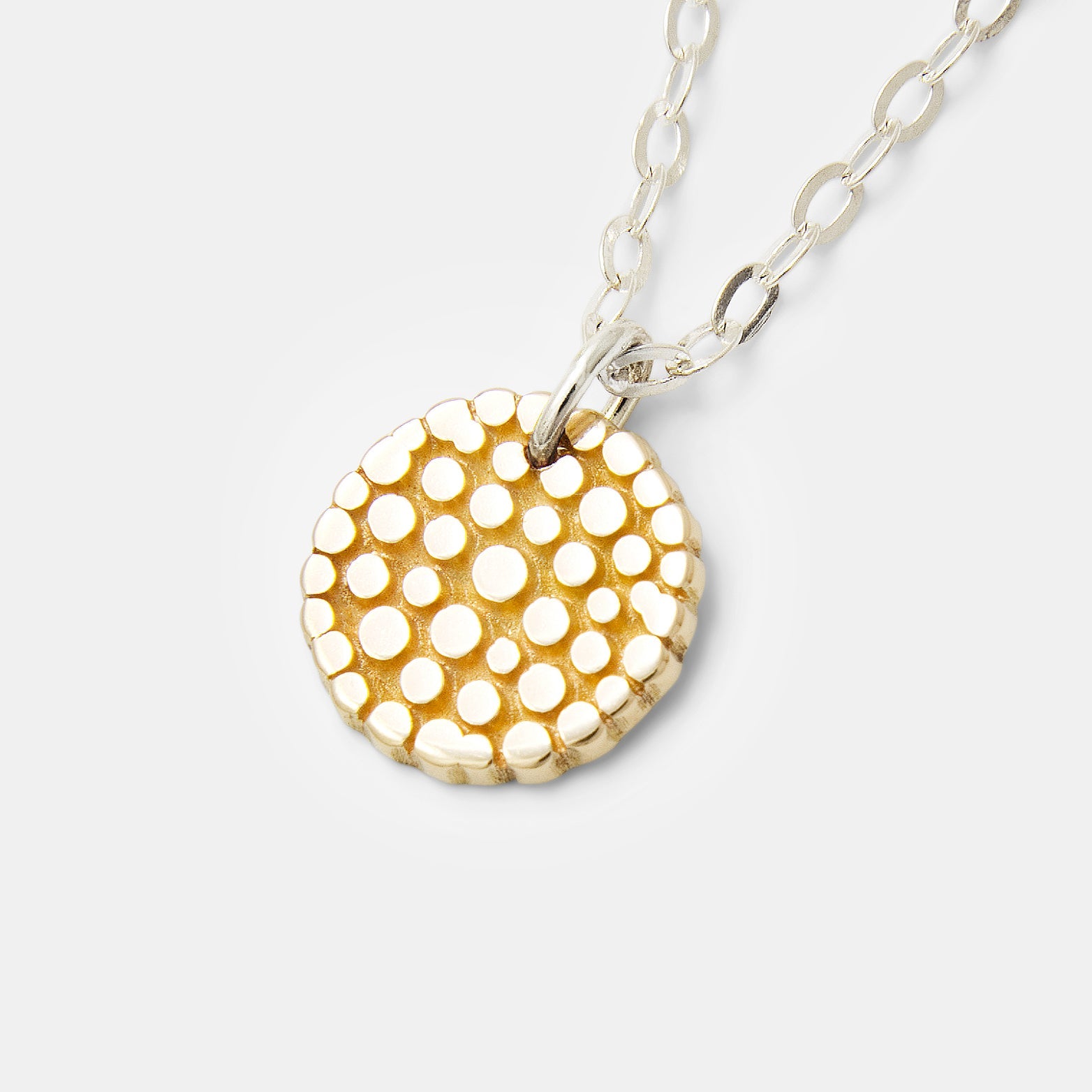 Wattle Blossom Gold Pendant on Silver Chain Necklace - Simone Walsh Jewellery Australia