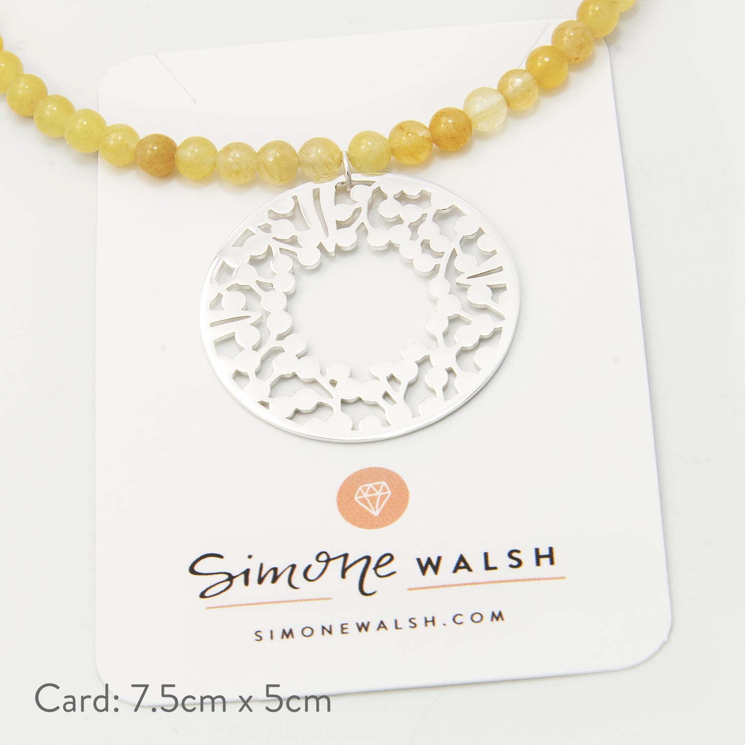 Wattle Wreath Silver & Golden Jade Beaded Necklace