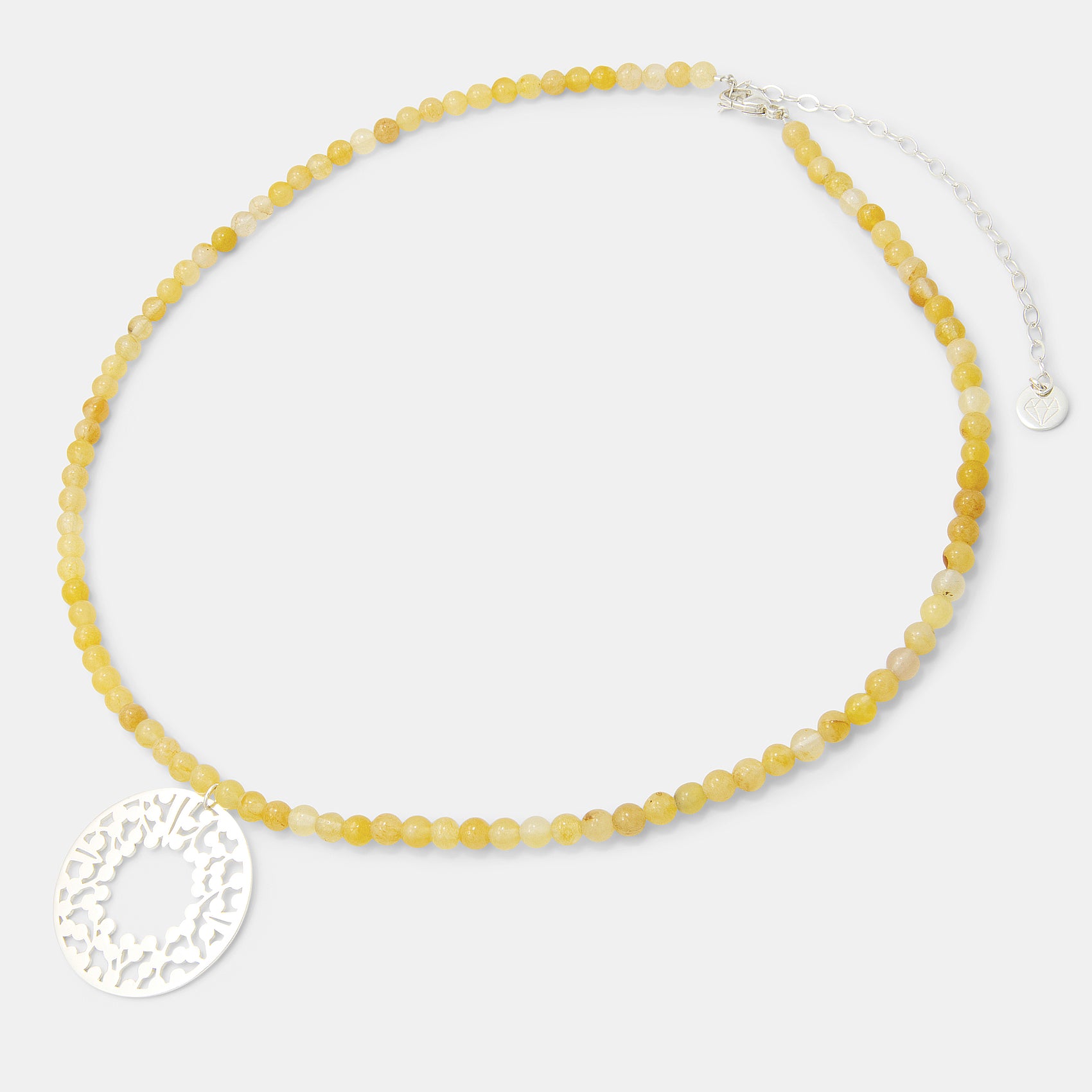 Wattle Wreath Silver & Golden Jade Beaded Necklace