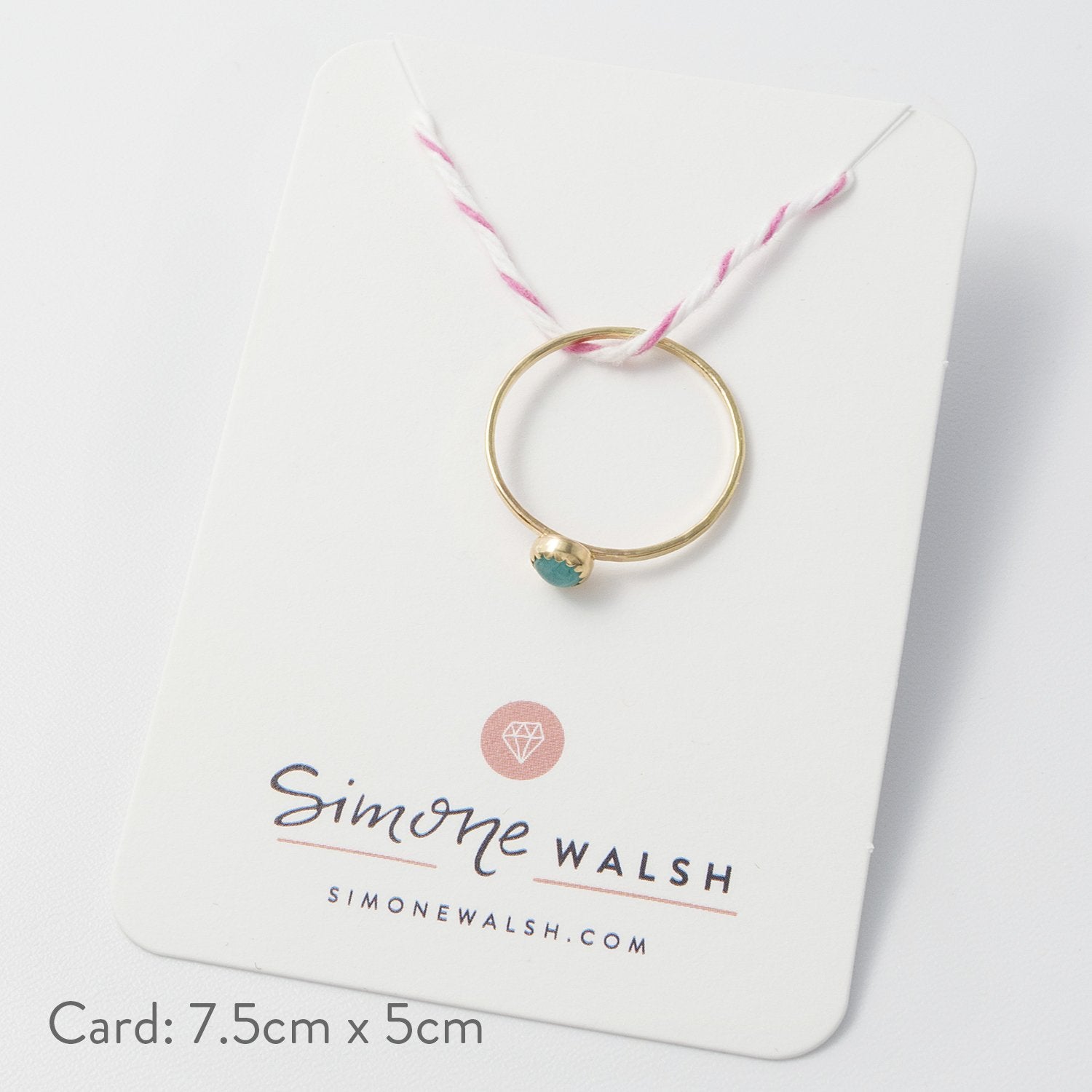 Amazonite & solid gold stacking ring - Simone Walsh Jewellery Australia