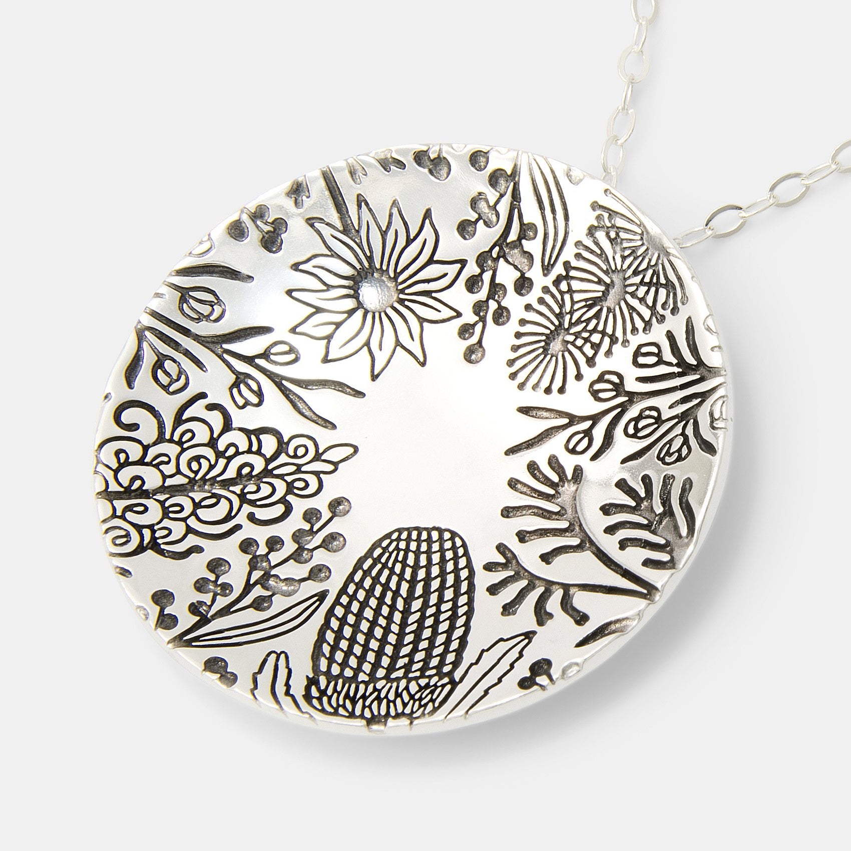 Australian Flora Pattern Pendant Necklace - Simone Walsh Jewellery Australia