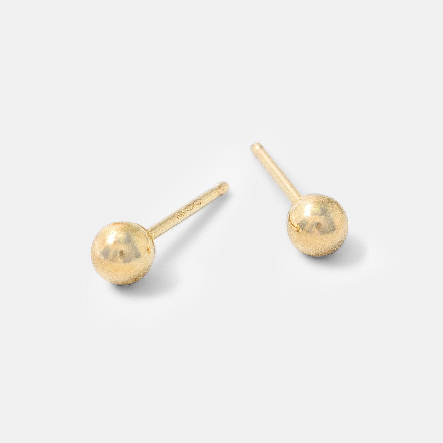 Small Gold Ball Stud Earrings 14ct Solid Gold, Everyday Style