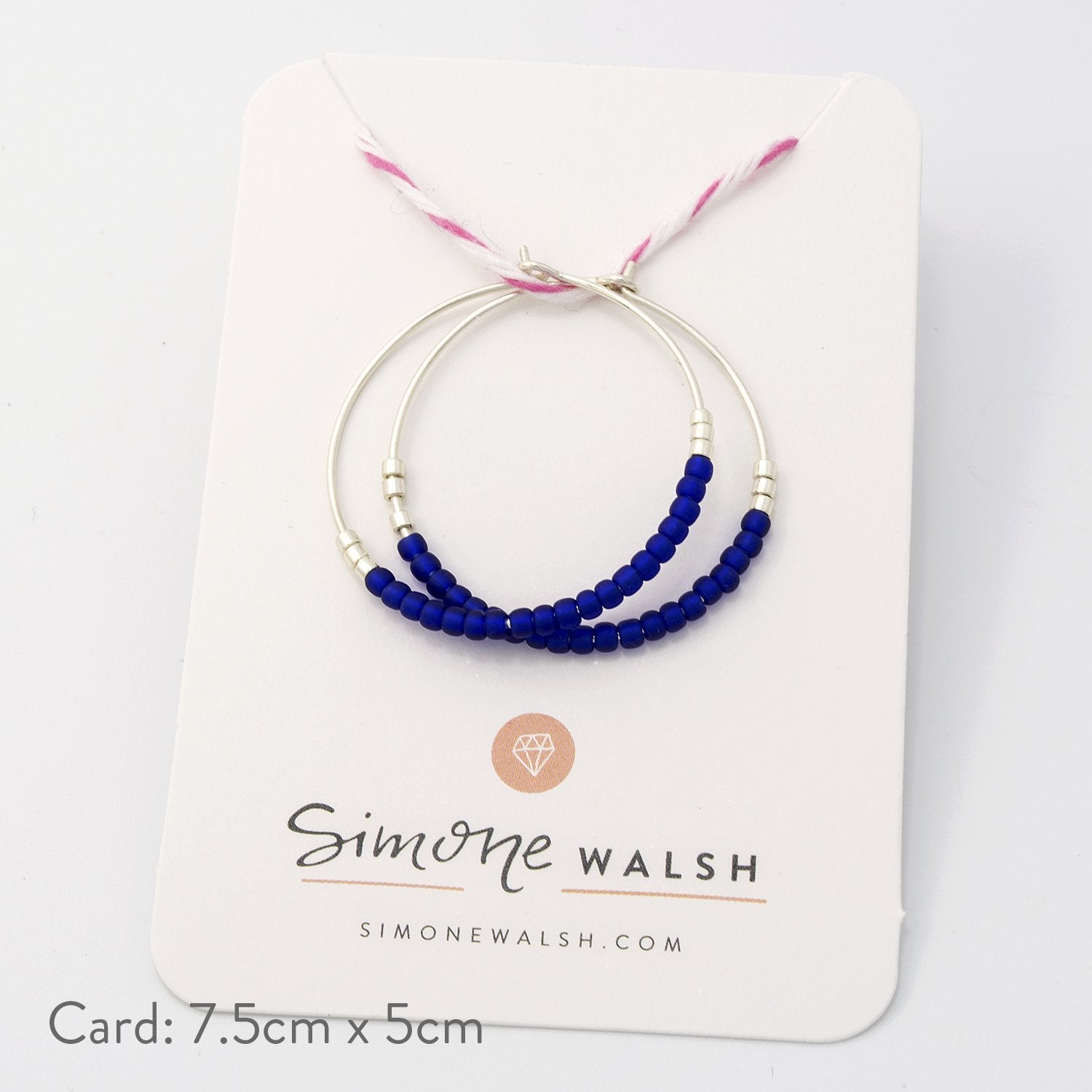 Beaded hoop earrings: blue & silver - Simone Walsh Jewellery Australia