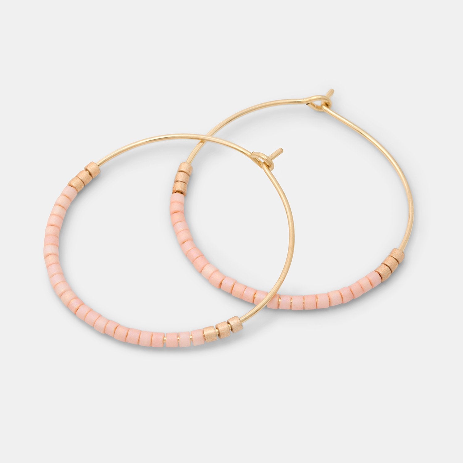 Beaded hoop earrings: pink & gold - Simone Walsh Jewellery Australia