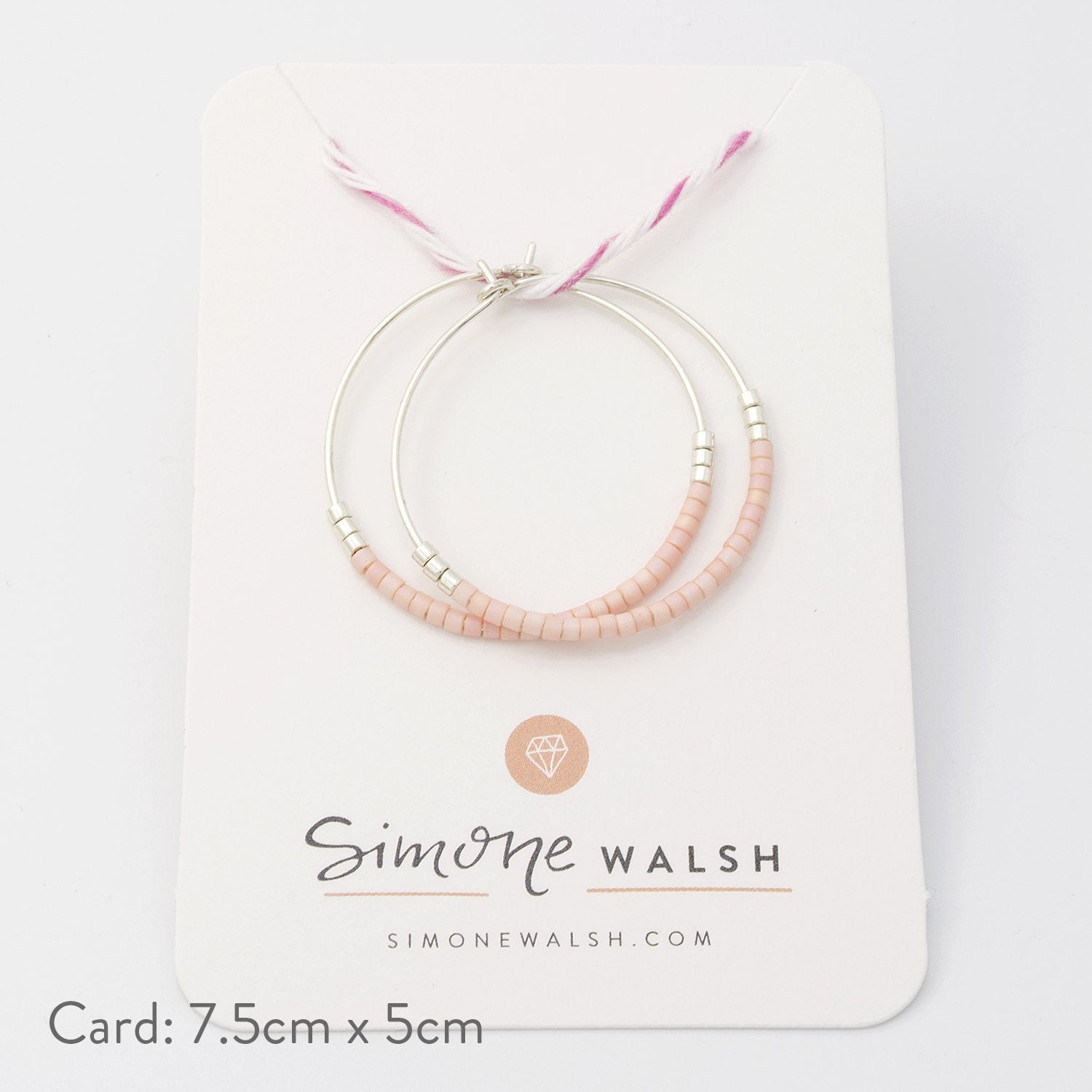 Beaded hoop earrings: pink & silver - Simone Walsh Jewellery Australia