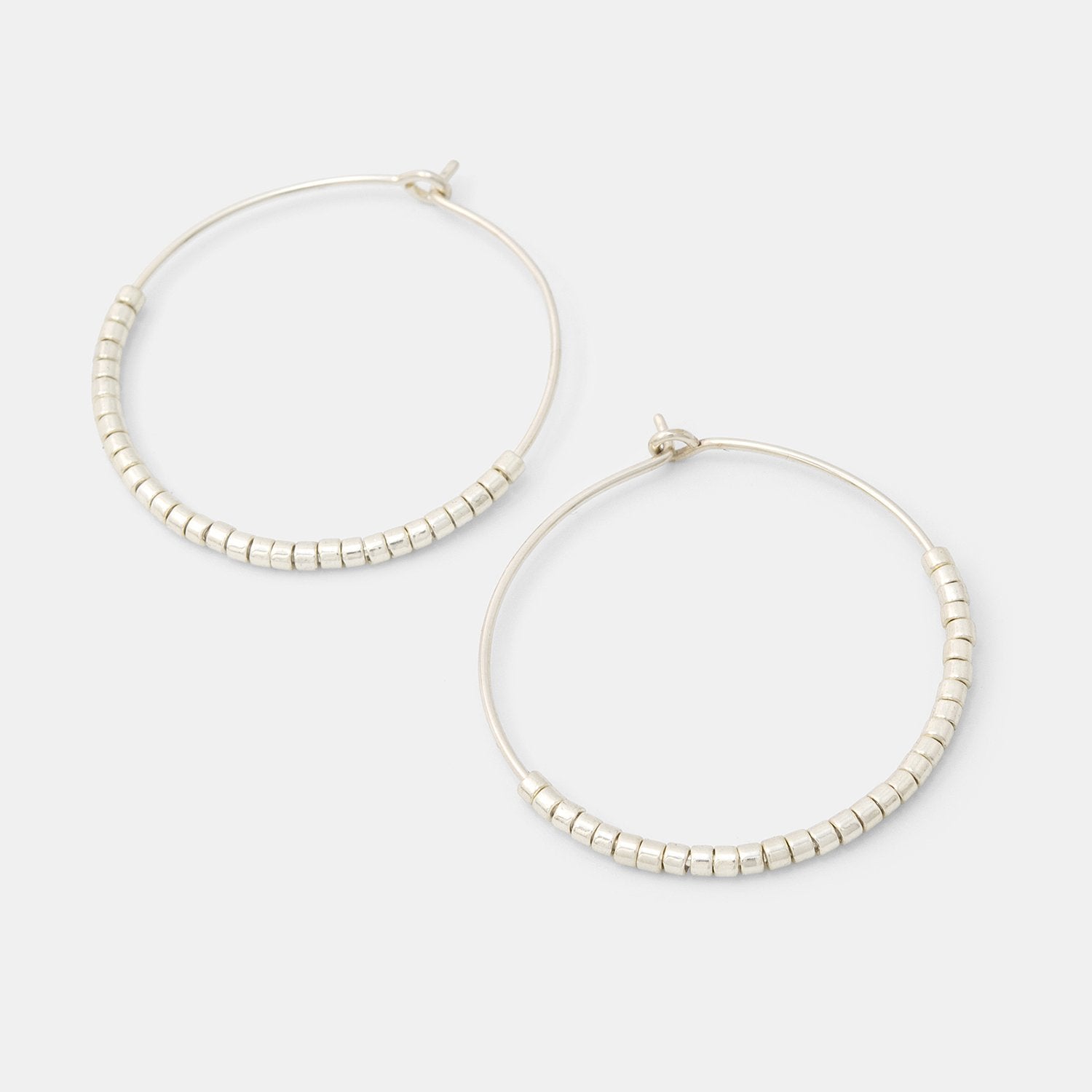 Beaded hoop earrings: silver - Simone Walsh Jewellery Australia