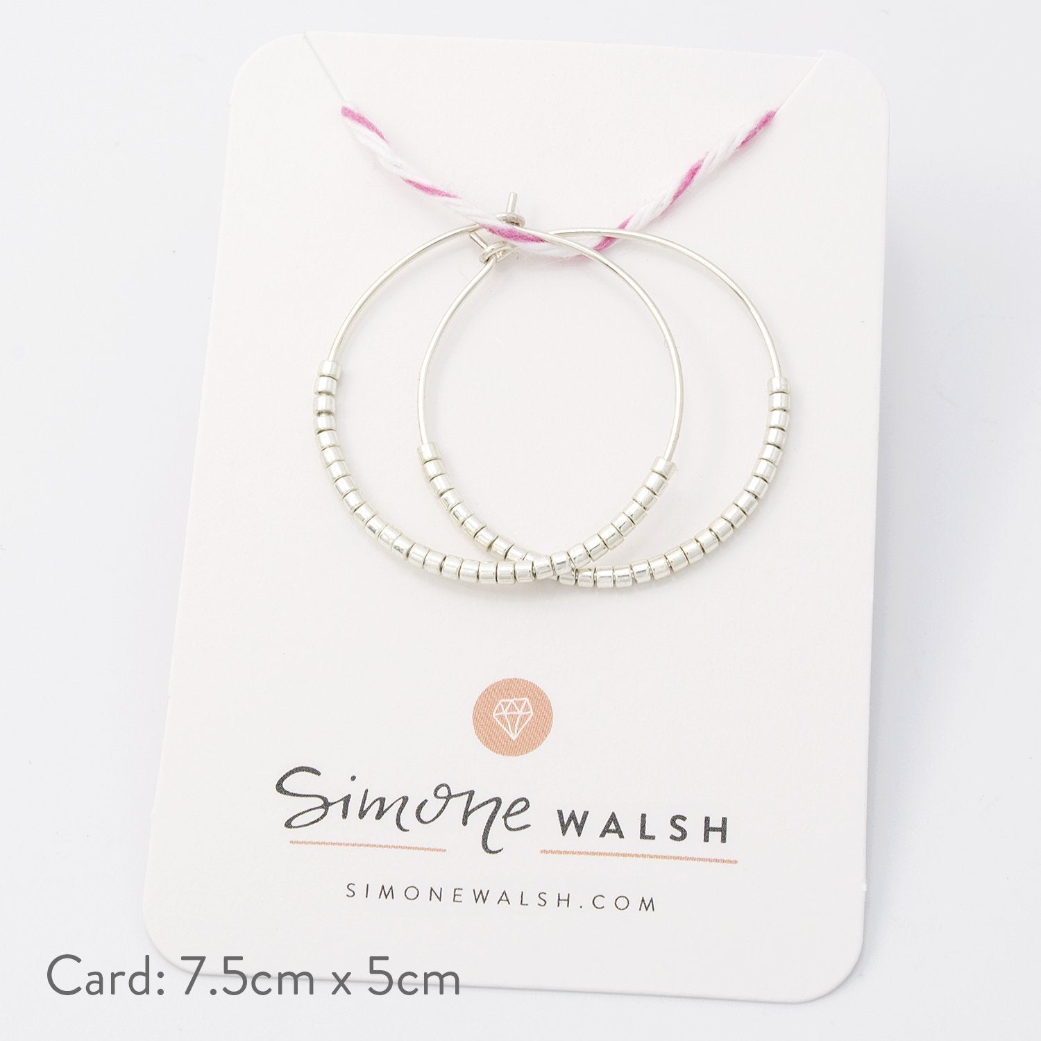 Beaded hoop earrings: silver - Simone Walsh Jewellery Australia