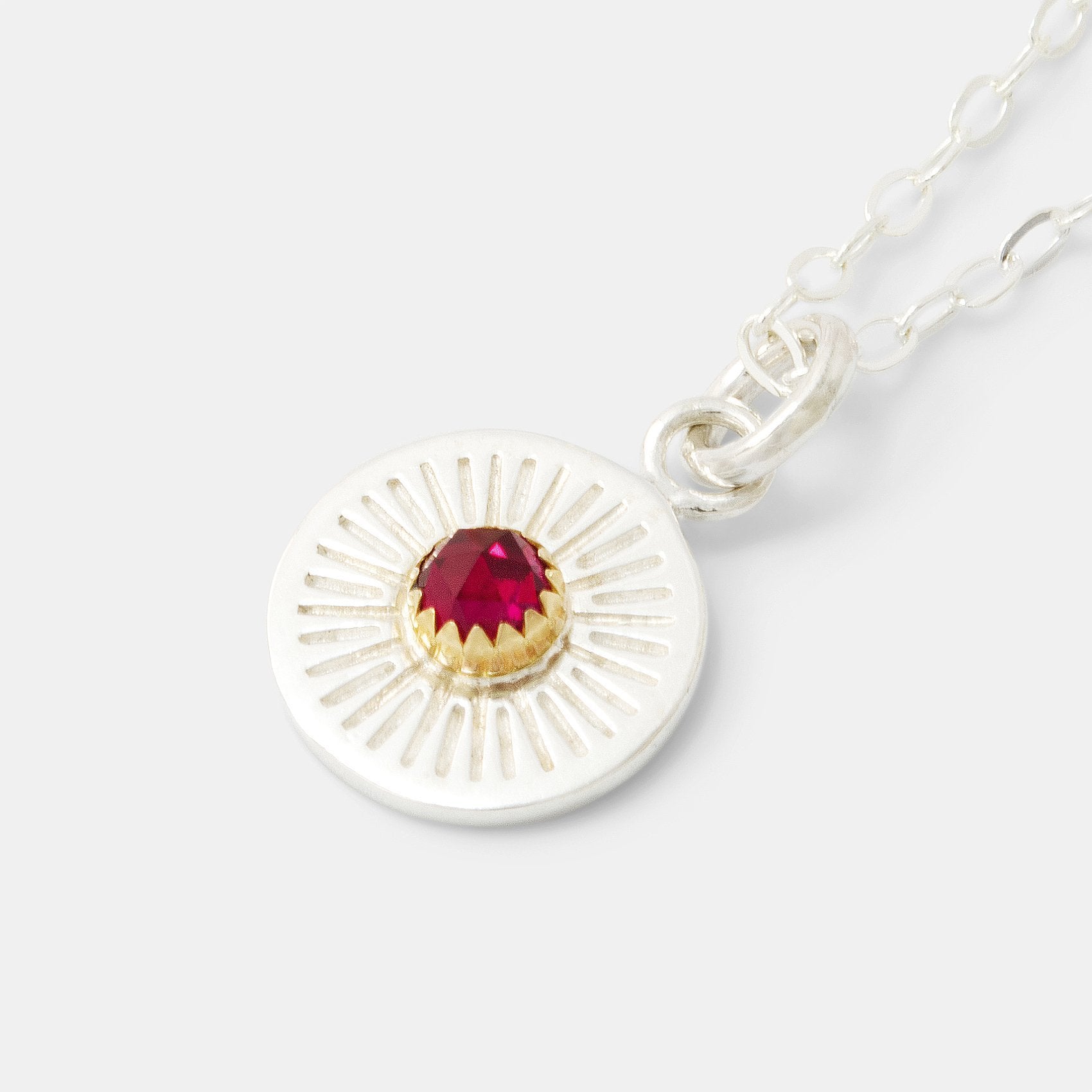 Ruby Birthstone Pendant July Jewellery in Silver Gold