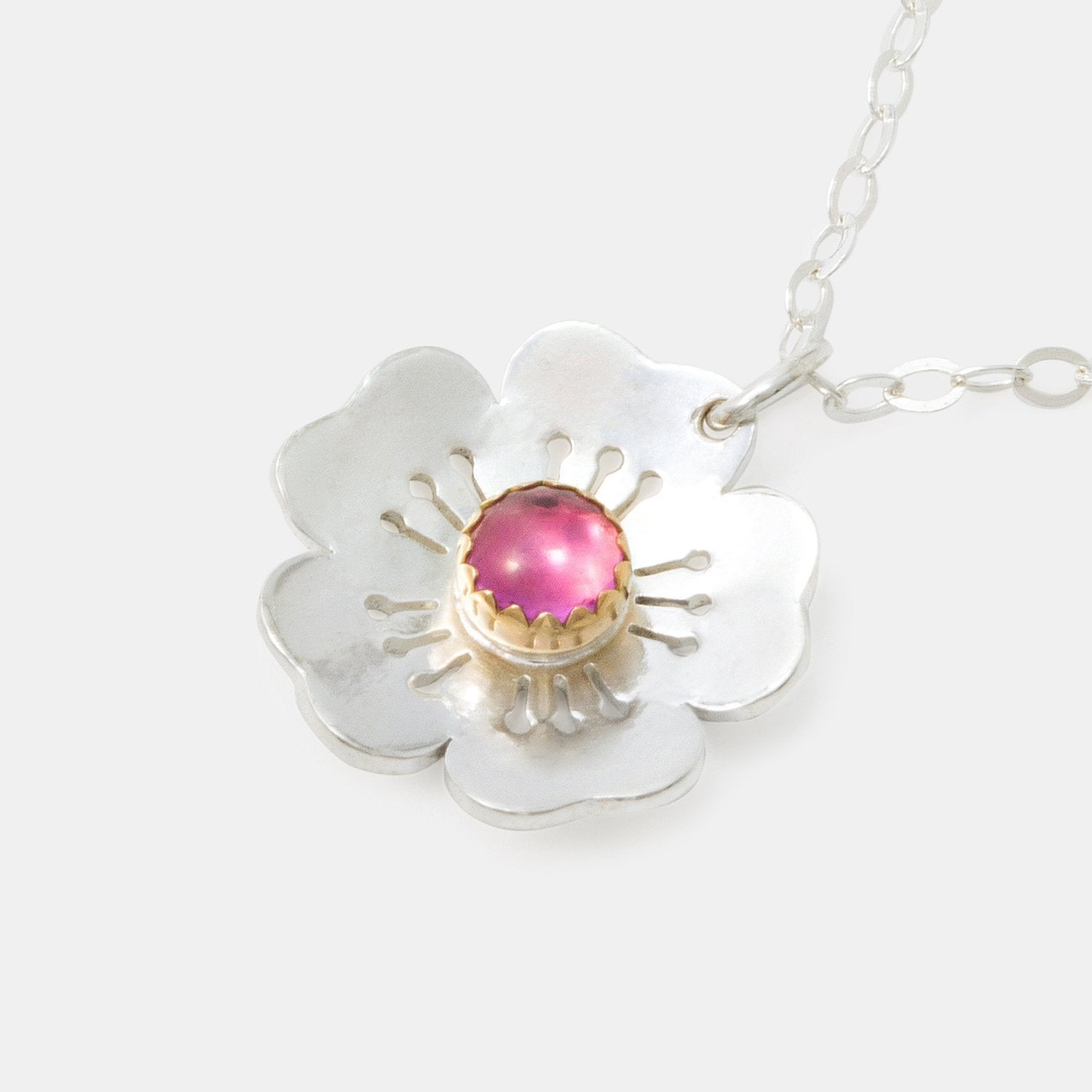 Cherry blossom & pink sapphire pendant - Simone Walsh Jewellery Australia