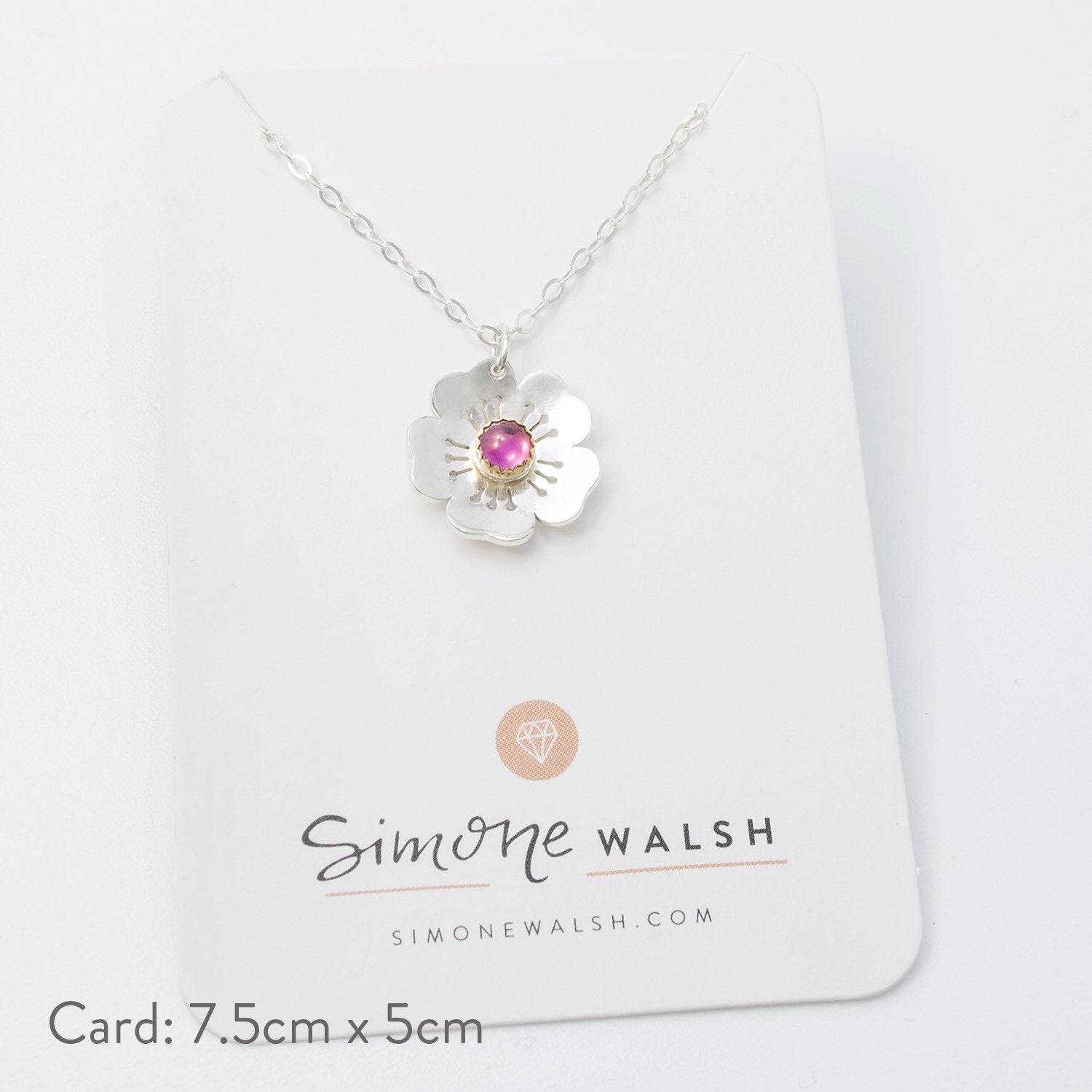 Cherry blossom & pink sapphire pendant - Simone Walsh Jewellery Australia