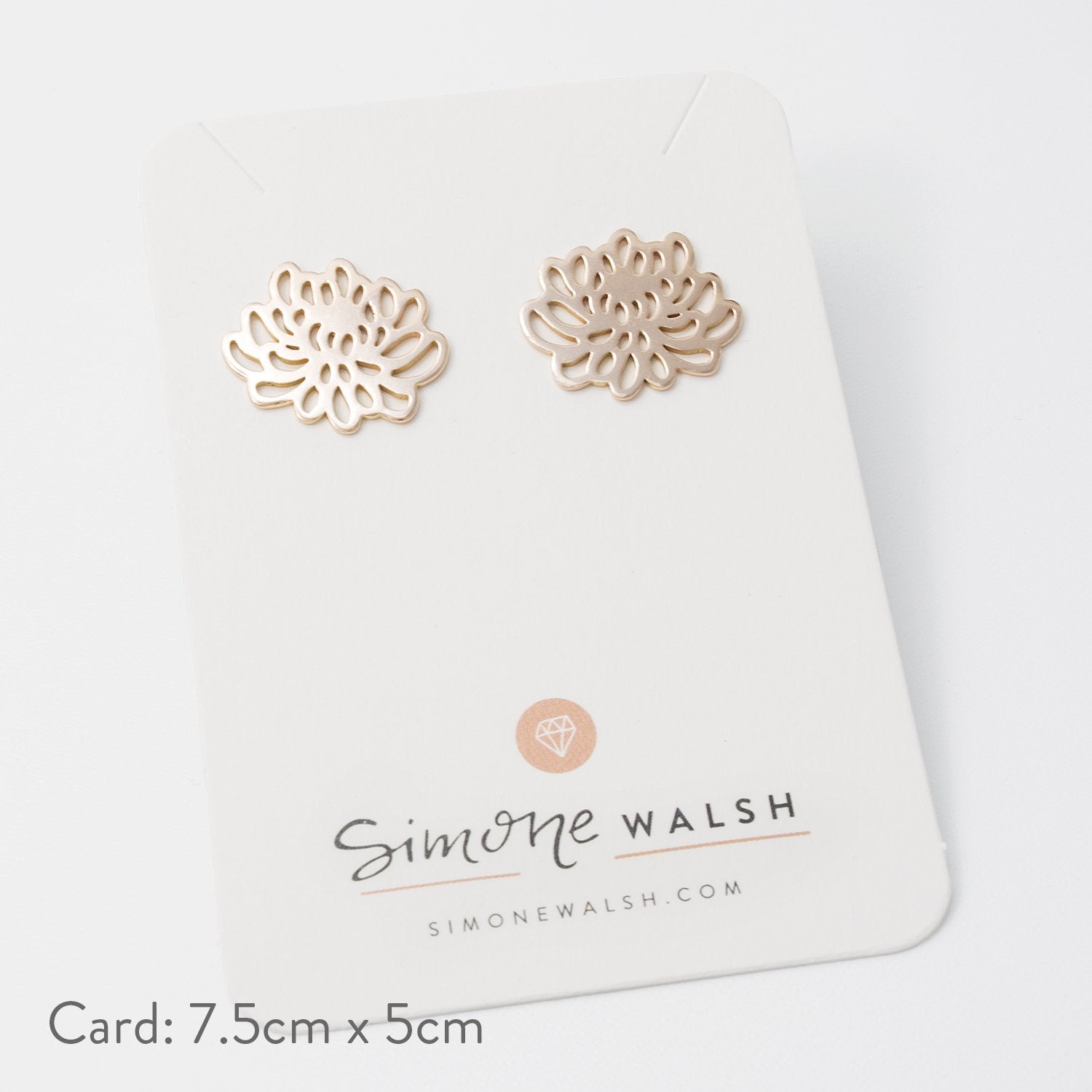 Chrysanthemum earrings: solid rose gold - Simone Walsh Jewellery Australia
