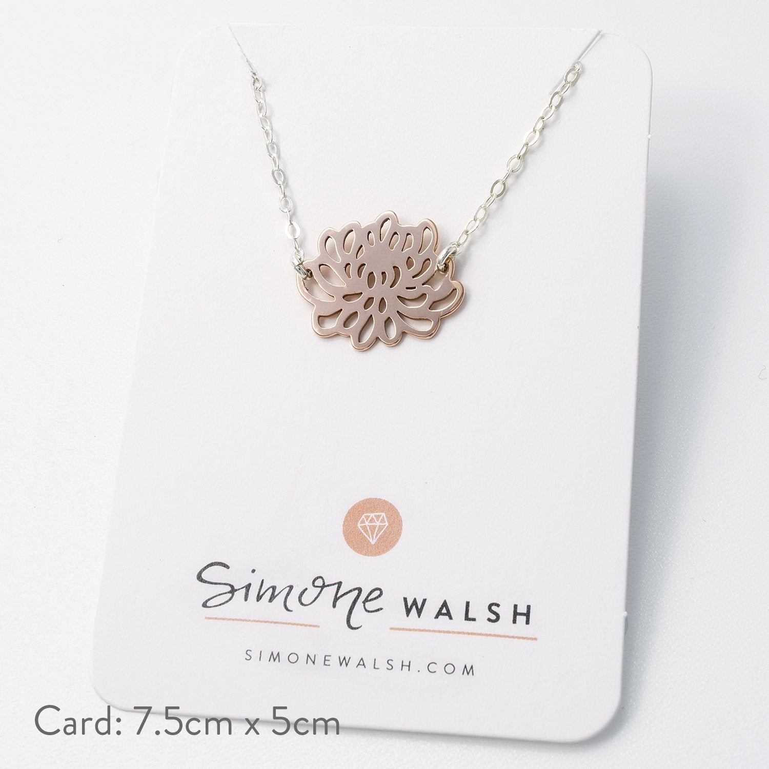 Chrysanthemum pendant: solid rose gold - Simone Walsh Jewellery Australia