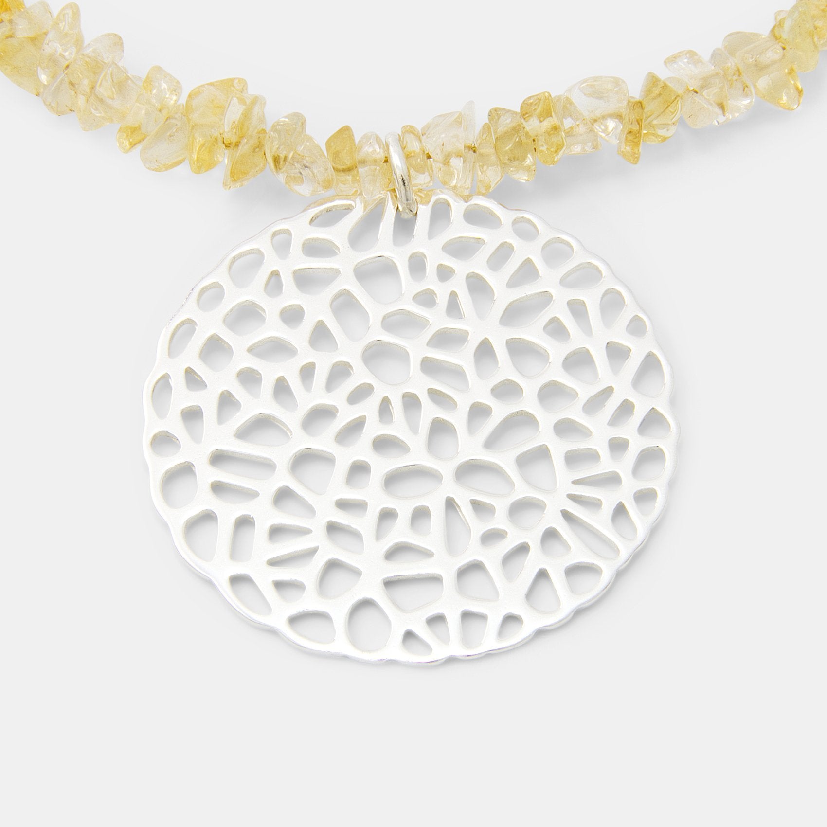 Coral pendant on citrine beaded necklace - Simone Walsh Jewellery Australia