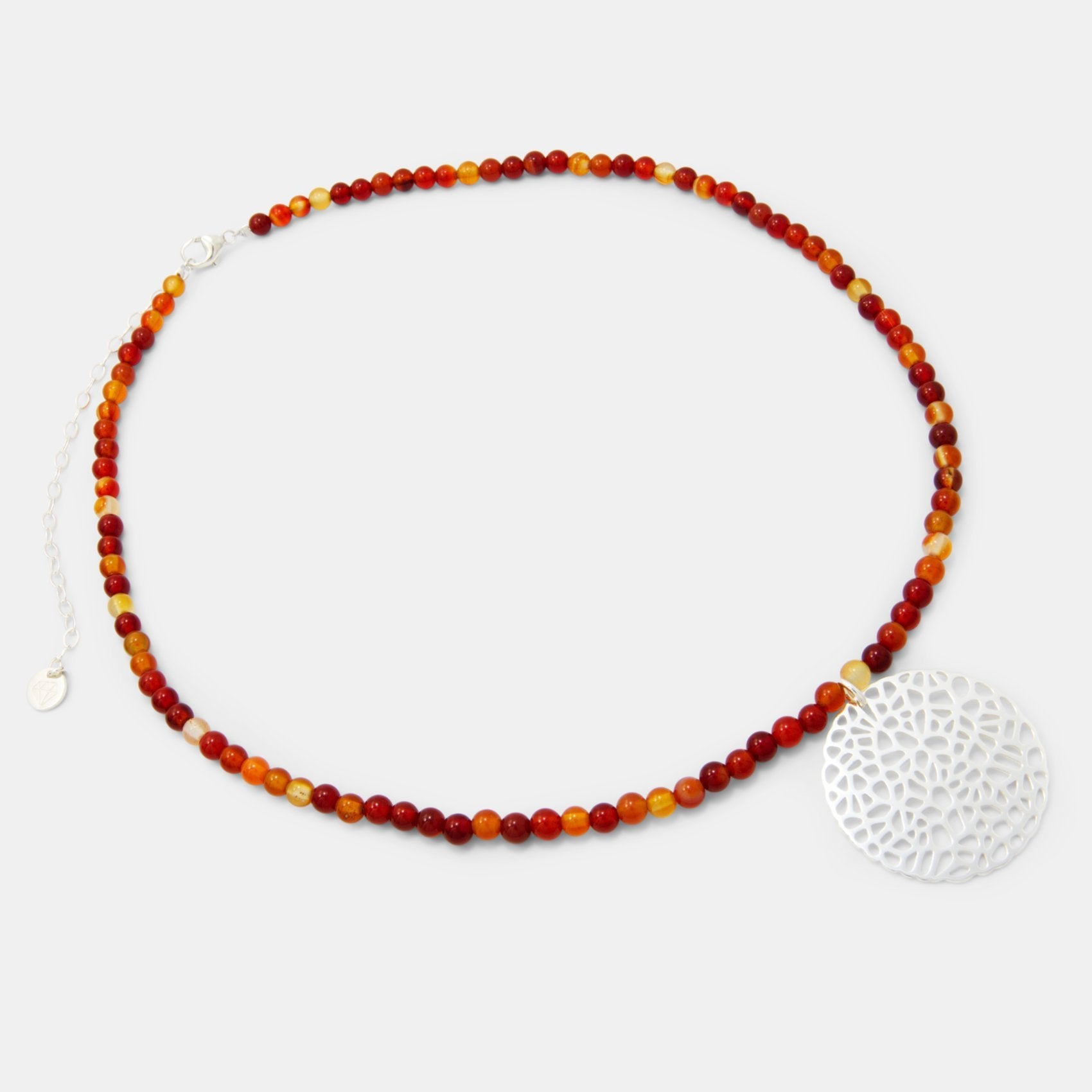 Coral pendant on red agate beaded necklace - Simone Walsh Jewellery Australia