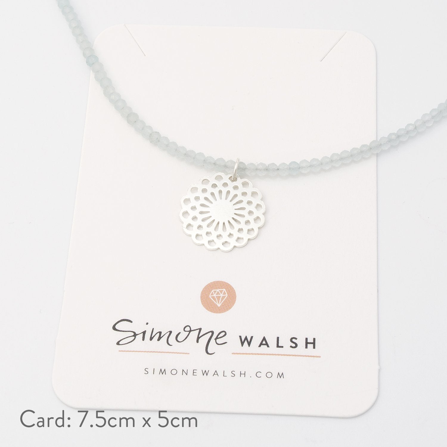 Dahlia on blue chalcedony necklace - Simone Walsh Jewellery Australia