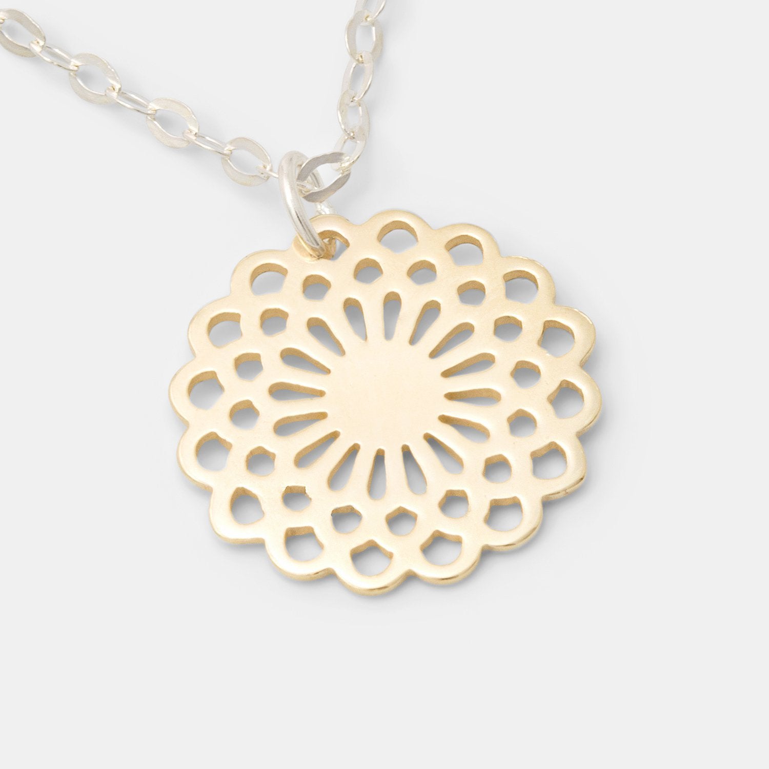 Dahlia pendant: solid gold & silver - Simone Walsh Jewellery Australia