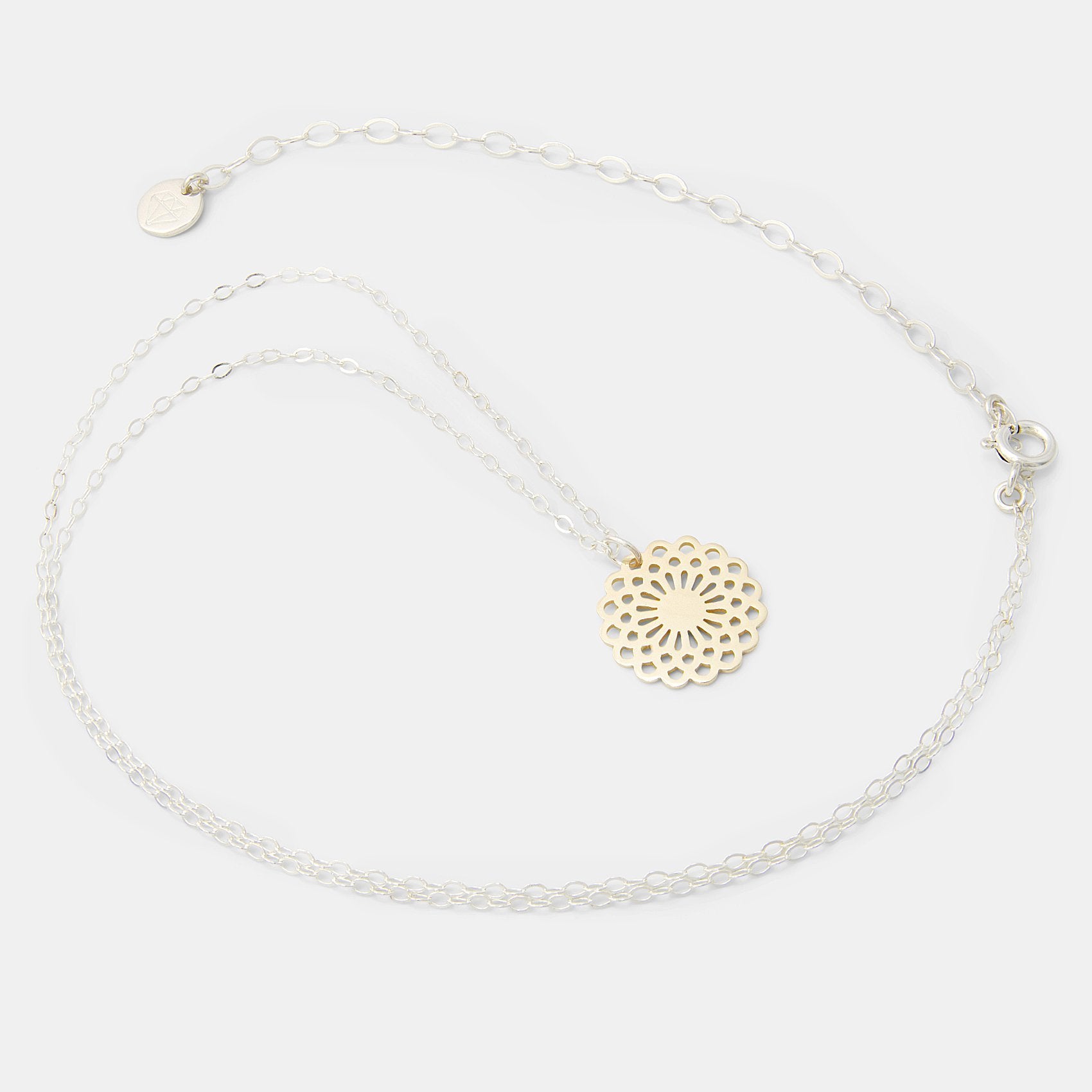 Dahlia silver & solid gold pendant - Simone Walsh Jewellery Australia