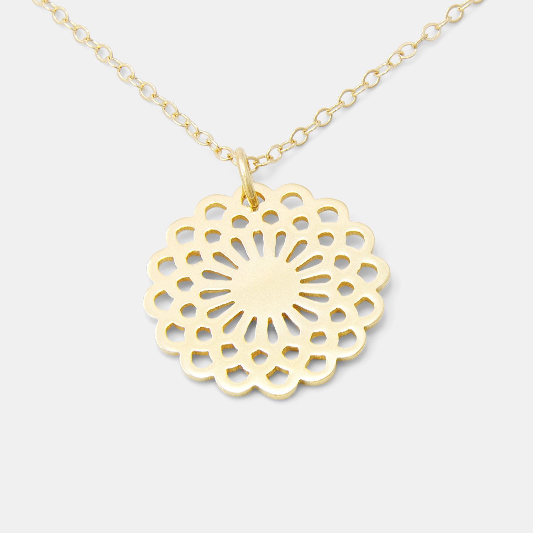 Dahlia solid gold pendant necklace - Simone Walsh Jewellery Australia