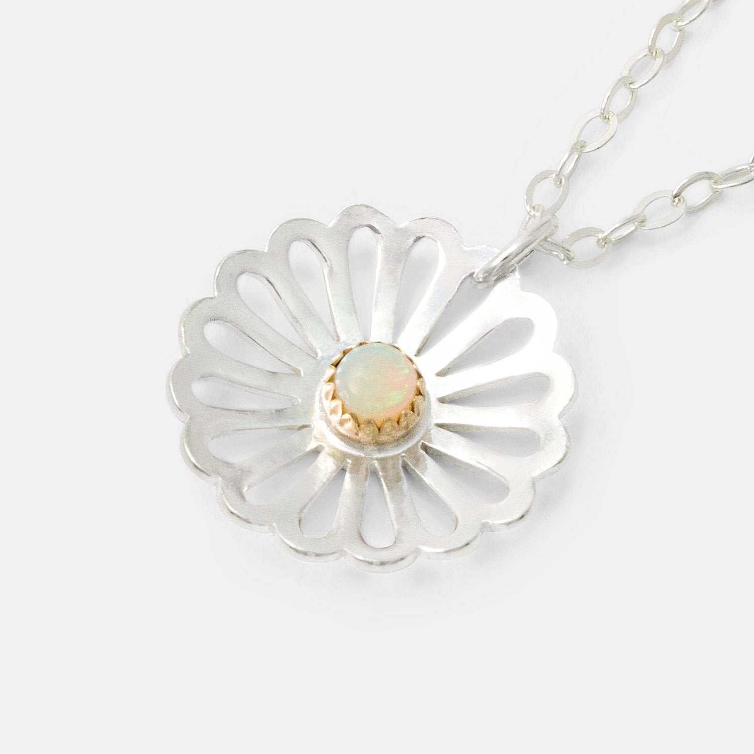 Daisy & opal pendant - Simone Walsh Jewellery Australia